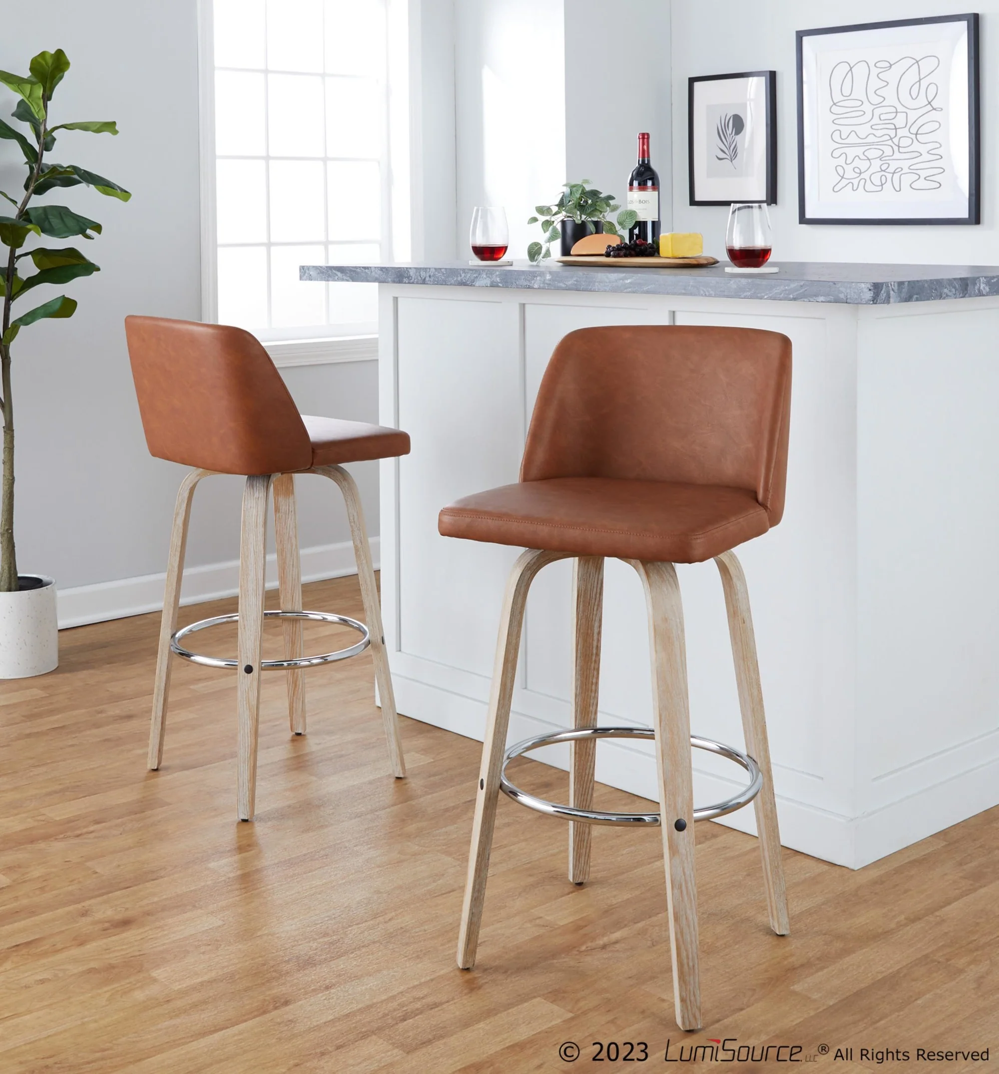 Toriano 30" Fixed-Height Barstool - Set of 2 By LumiSource - B30-TRNOPU-GRTZR2 WWBK2 - Image 13
