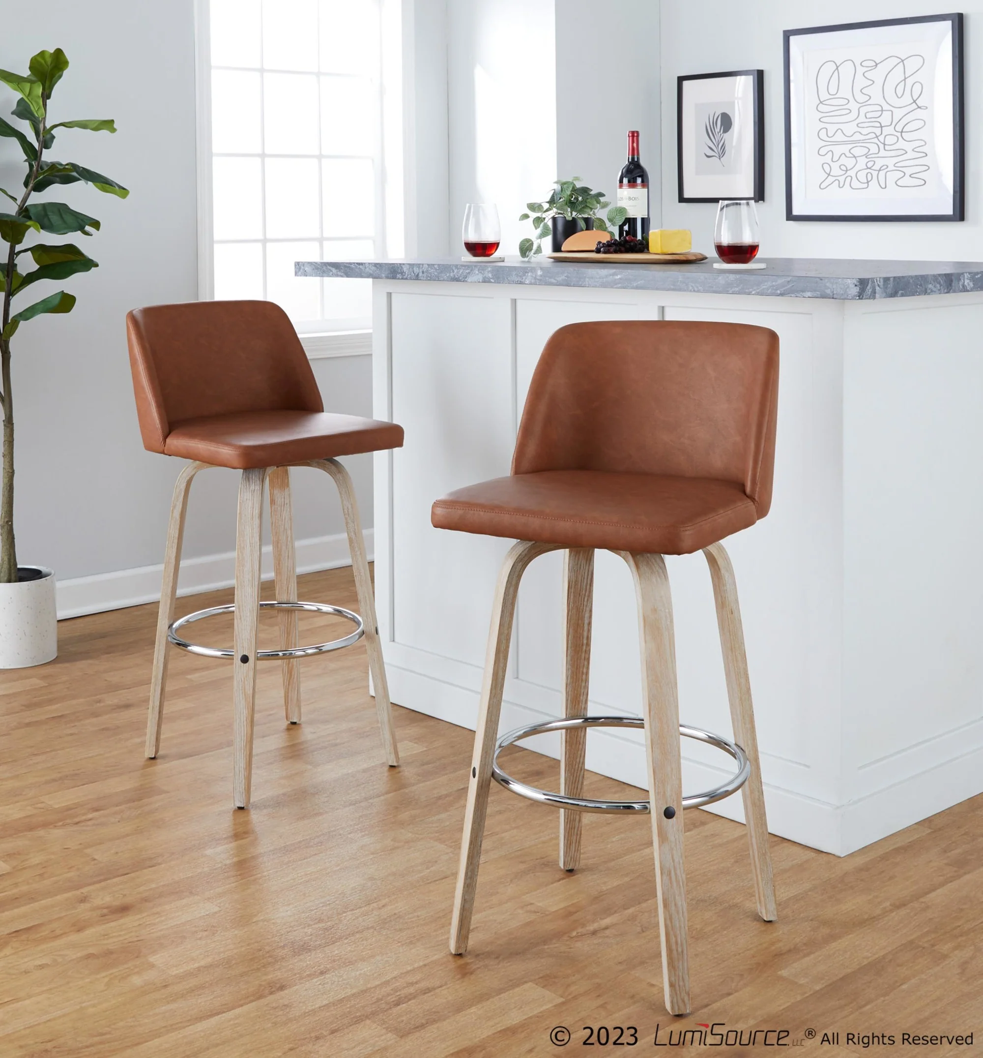 Toriano 30" Fixed-Height Barstool - Set of 2 By LumiSource - B30-TRNOPU-GRTZR2 WWBK2 - Image 14