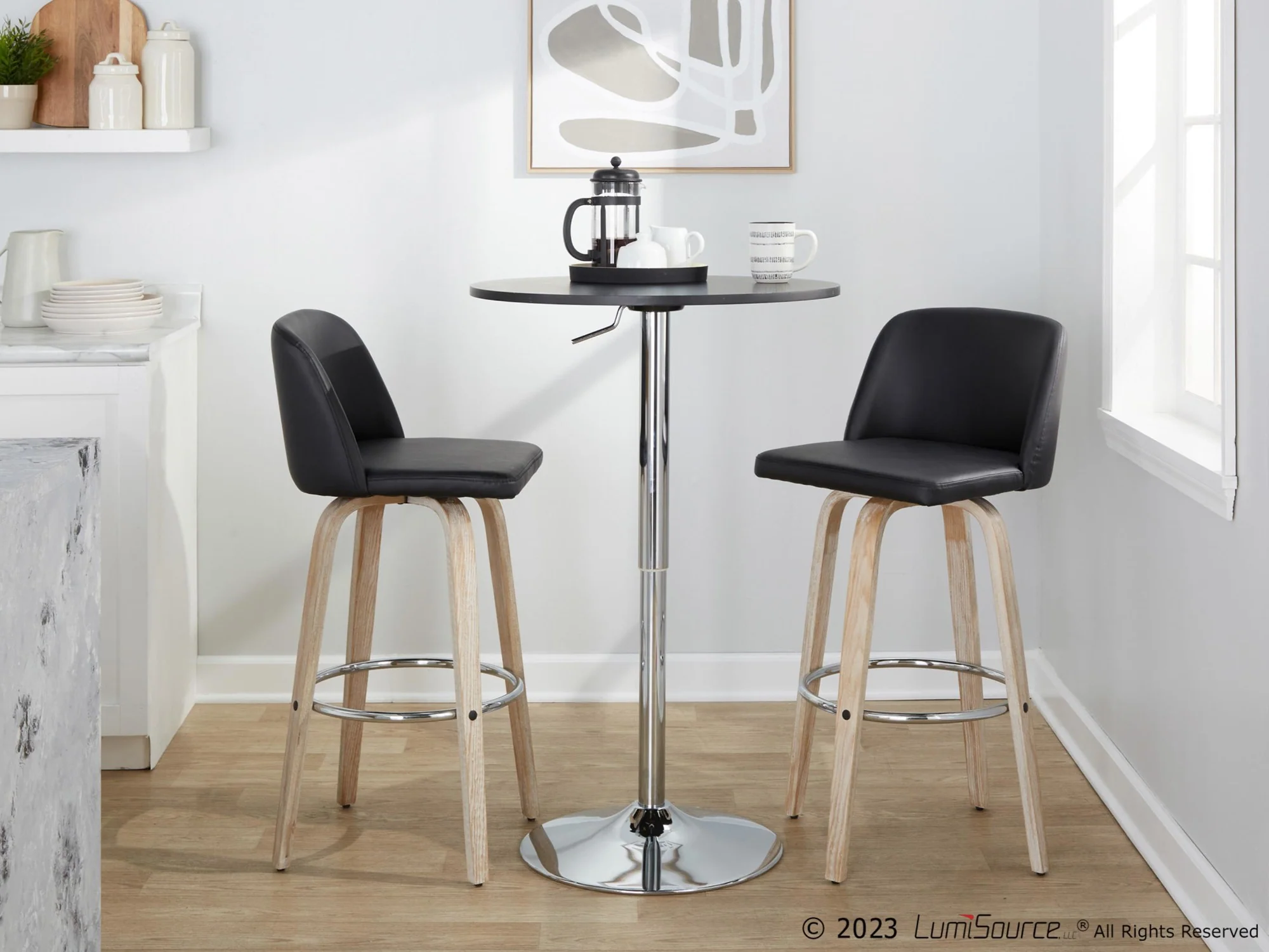 Toriano 30" Fixed-Height Barstool - Set of 2 By LumiSource - B30-TRNOPU-GRTZR2 WWBK2 - Image 2
