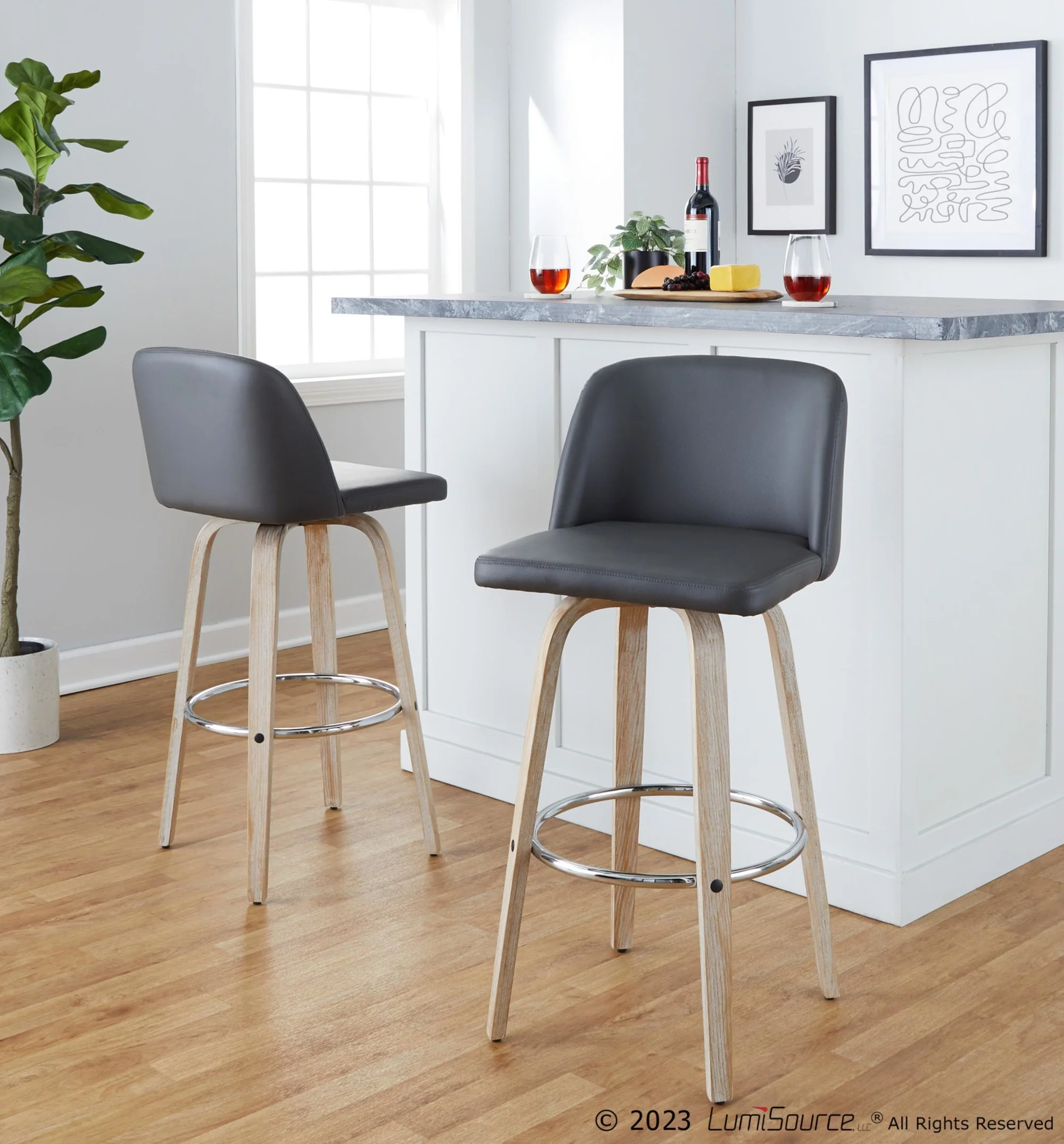 Toriano 30" Fixed-Height Barstool - Set of 2 By LumiSource - B30-TRNOPU-GRTZR2 WWBK2 - Image 22