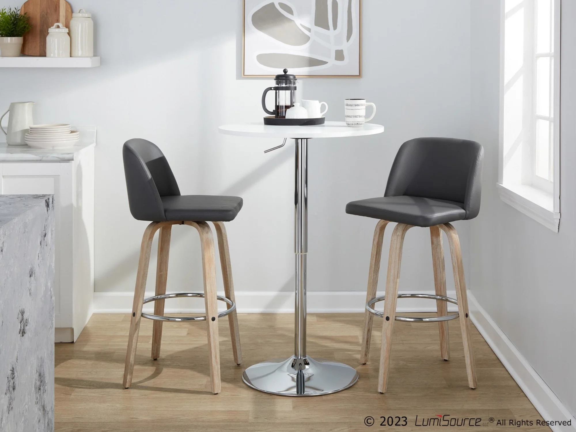 Toriano 30" Fixed-Height Barstool - Set of 2 By LumiSource - B30-TRNOPU-GRTZR2 WWBK2 - Image 24