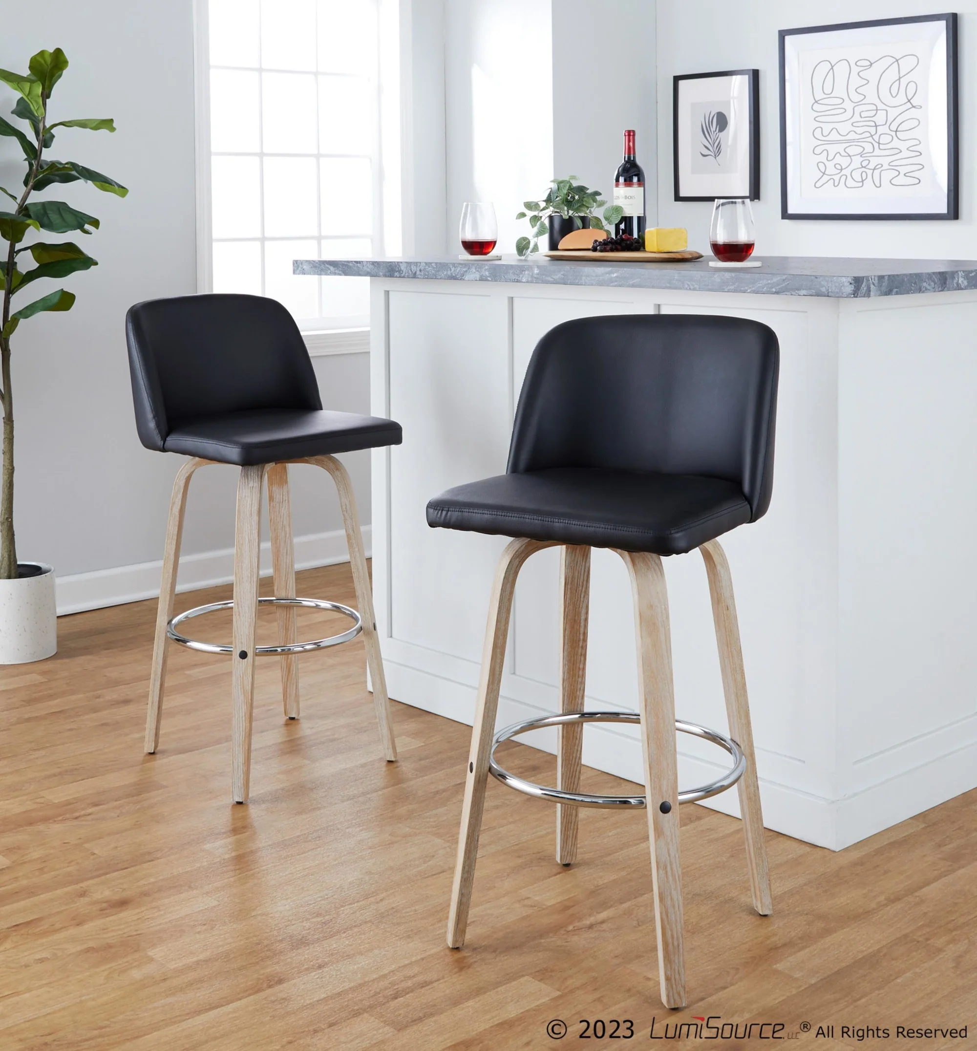 Toriano 30" Fixed-Height Barstool - Set of 2 By LumiSource - B30-TRNOPU-GRTZR2 WWBK2 - Image 4