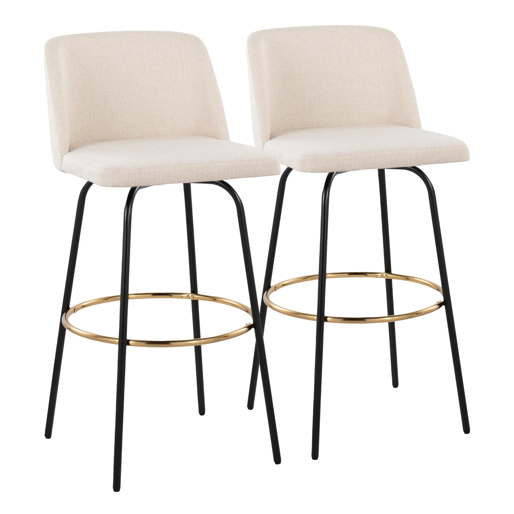 Toriano 30" Fixed Height Barstool - Set of 2 Cream Gold By LumiSource - Image 7