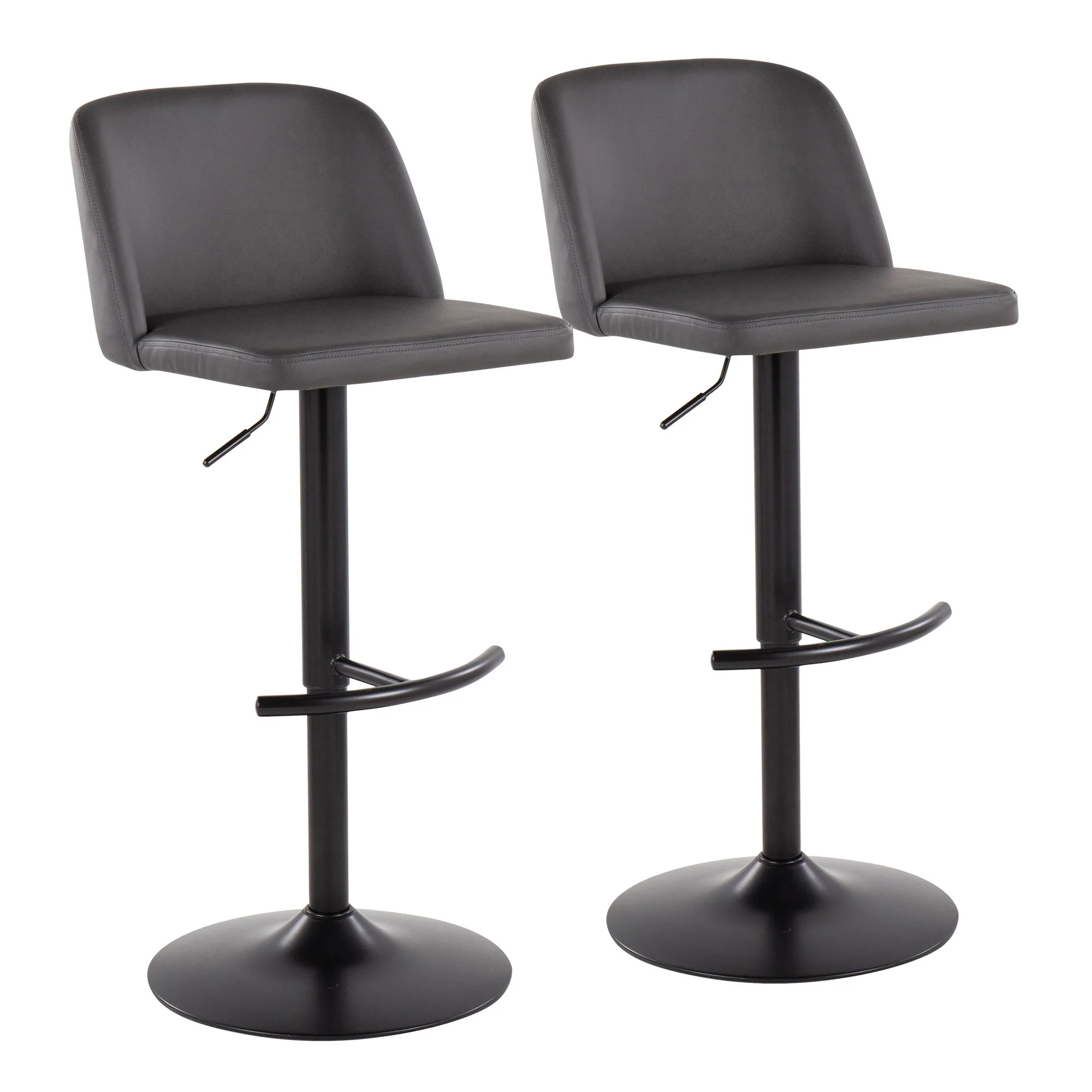 Toriano Adjustable Bar Stool - Set of 2 Black By LumiSource - BS-TORIANOPU-RT2 BKBK2 - Image 17