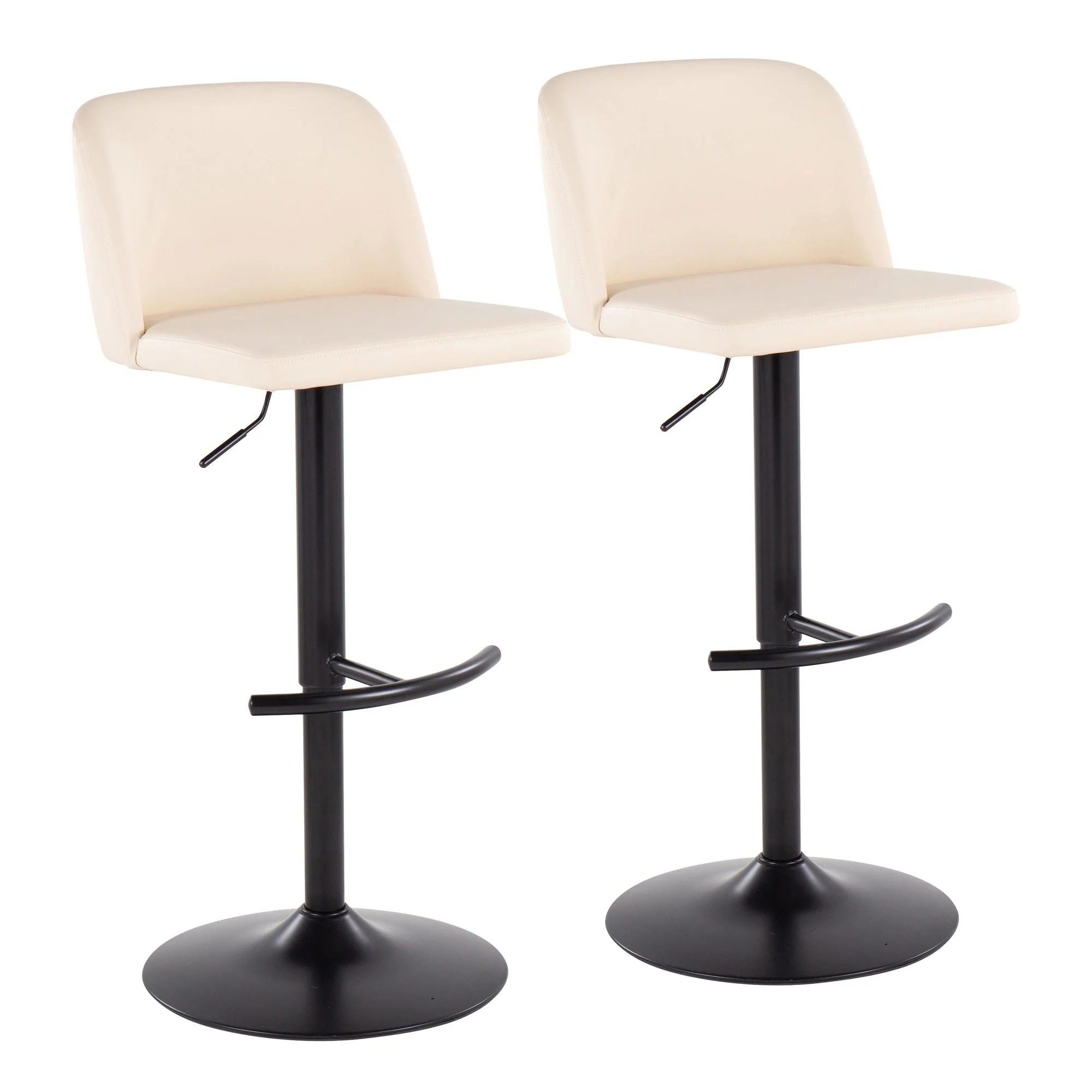 Toriano Adjustable Bar Stool - Set of 2 Black By LumiSource - BS-TORIANOPU-RT2 BKBK2 - Image 9