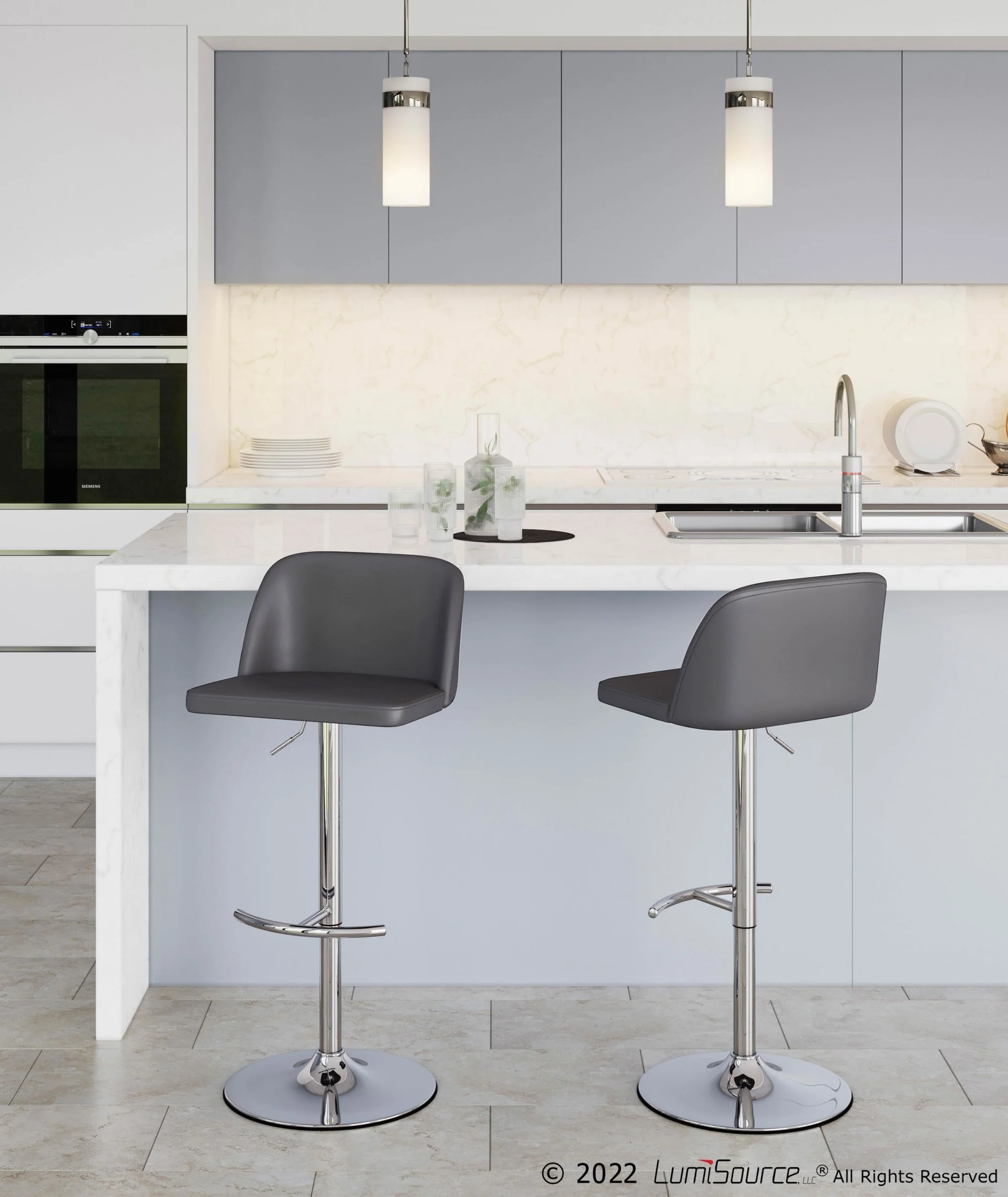 Toriano Adjustable Bar Stool - Set of 2 Black By LumiSource - BS-TORIANOPU-RT2 CHRMBK2 - Image 23