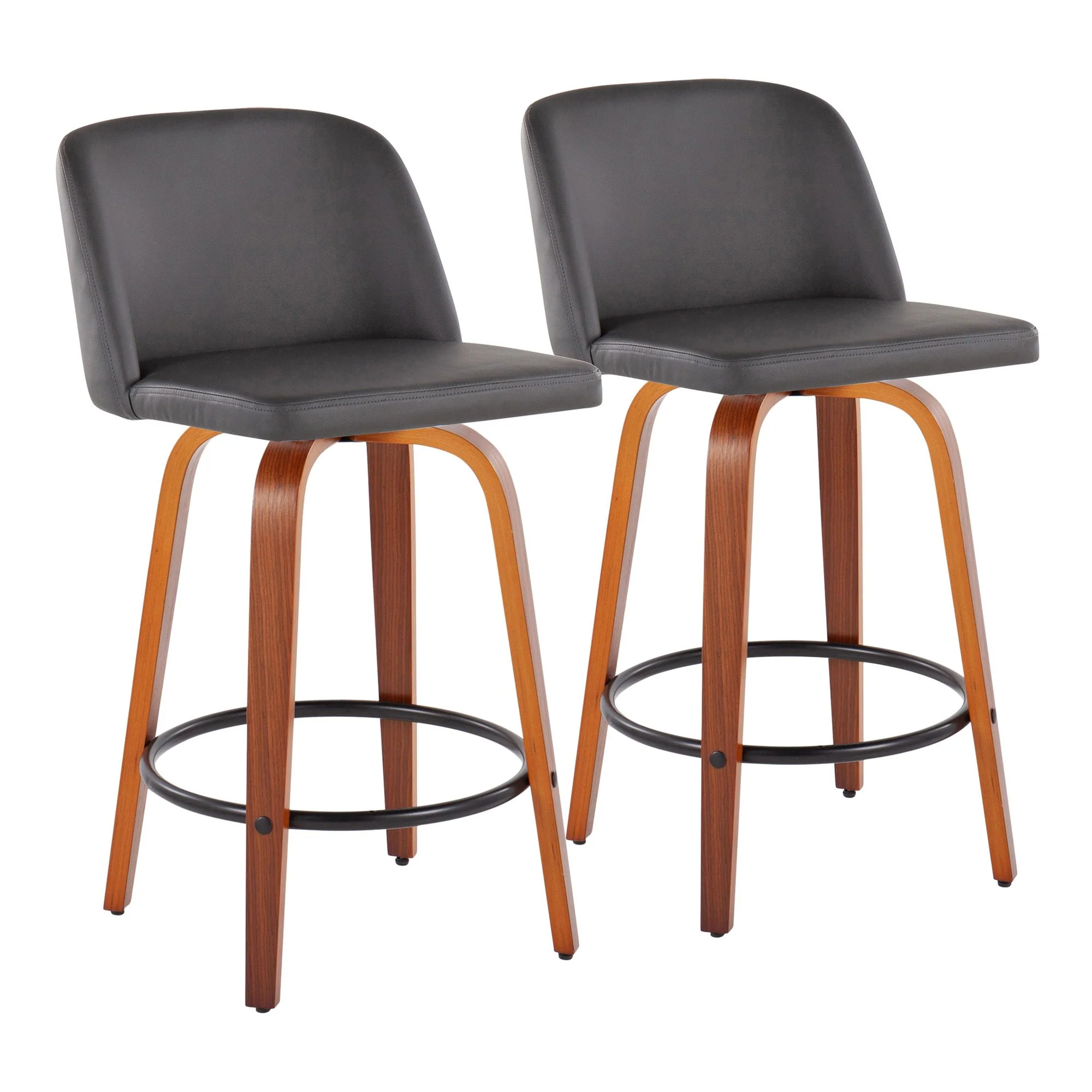 Toriano Fixed-Height Counter Stool - Set of 2 Black By LumiSource - B26-TRNOPU-SWVQ2 WLBK2 - Image 15