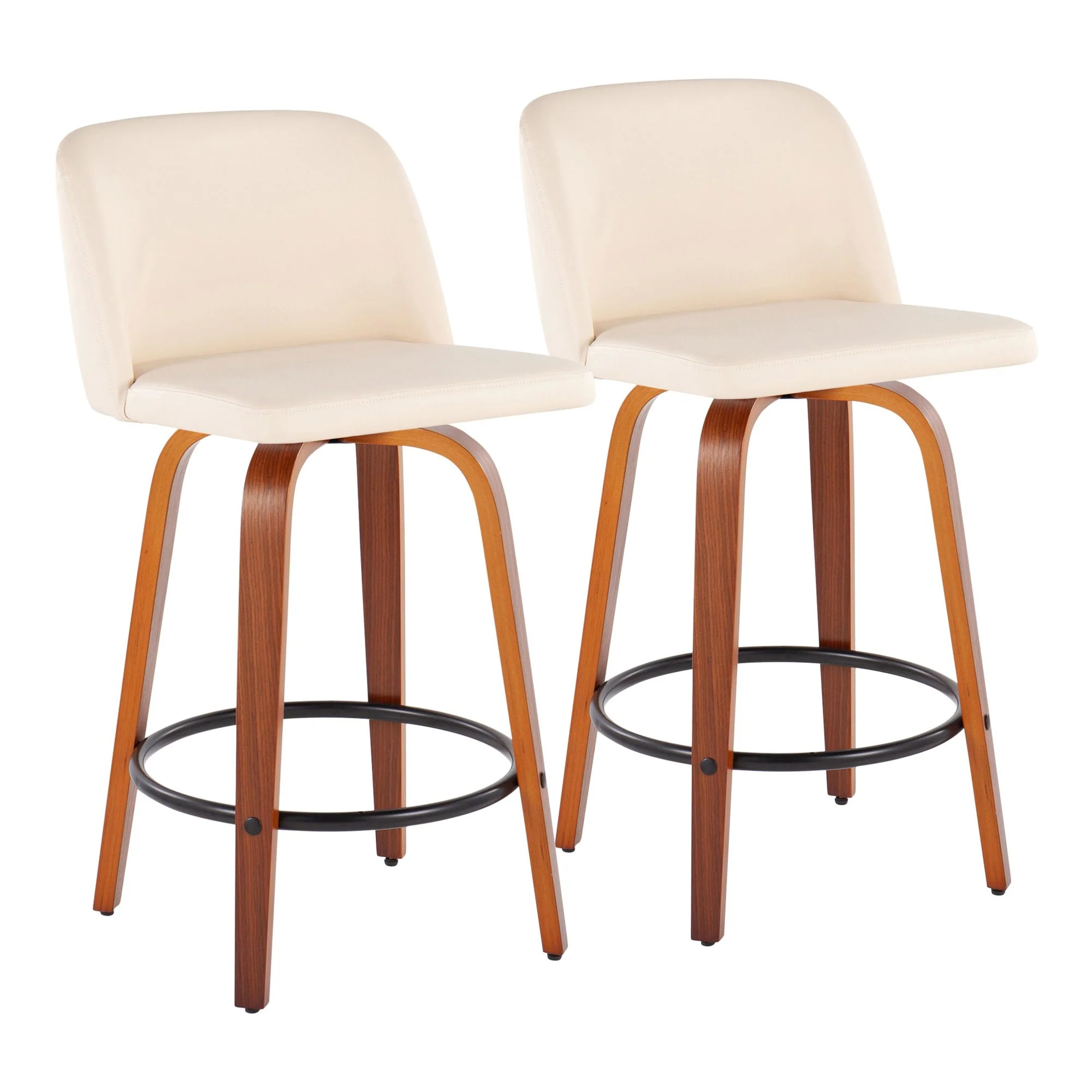 Toriano Fixed-Height Counter Stool - Set of 2 Black By LumiSource - B26-TRNOPU-SWVQ2 WLBK2 - Image 8