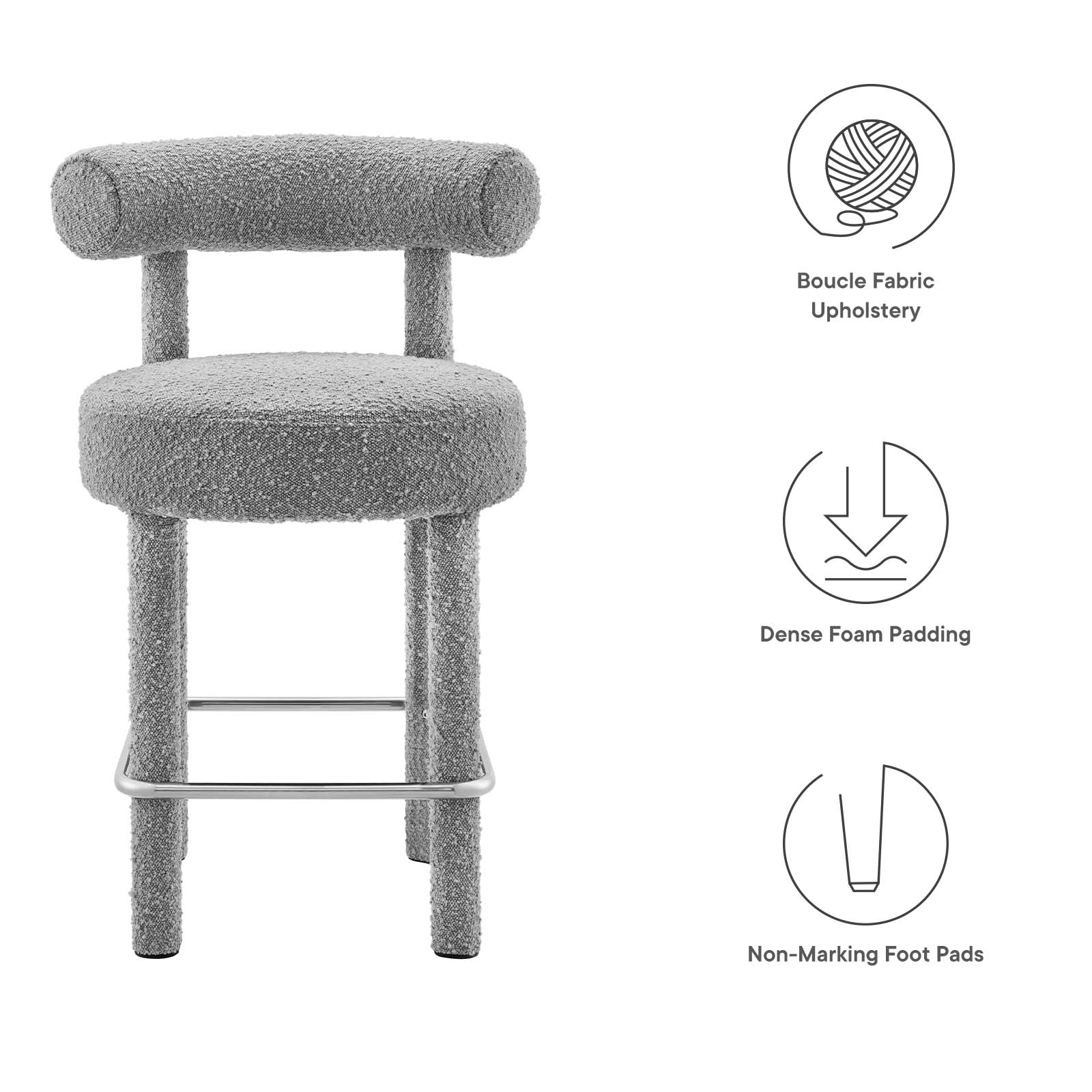 Toulouse Boucle Fabric Counter Stool By Modway - EEI-6383 - Image 23