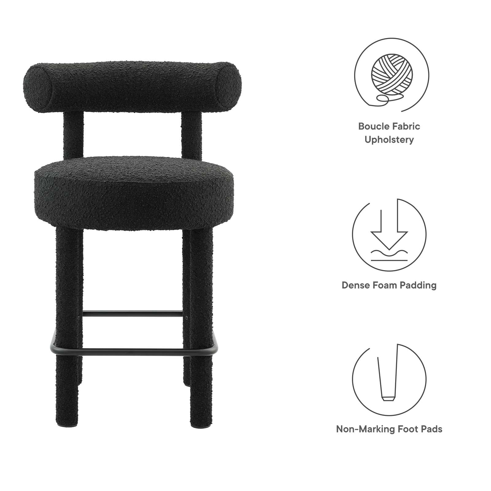 Toulouse Boucle Fabric Counter Stool By Modway - EEI-6383 - Image 7