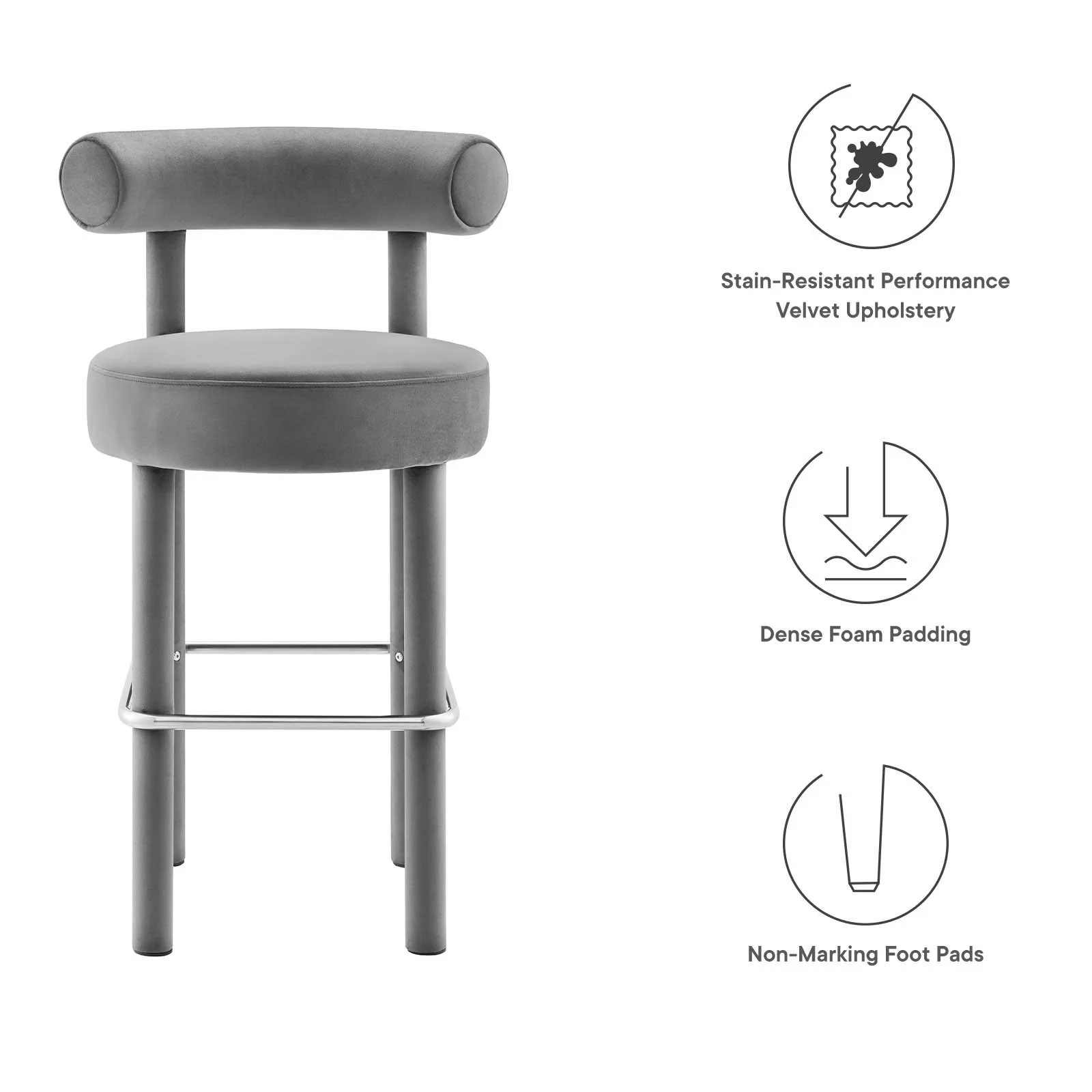 Toulouse Performance Velvet Bar Stool By Modway - EEI-6386 - Image 15
