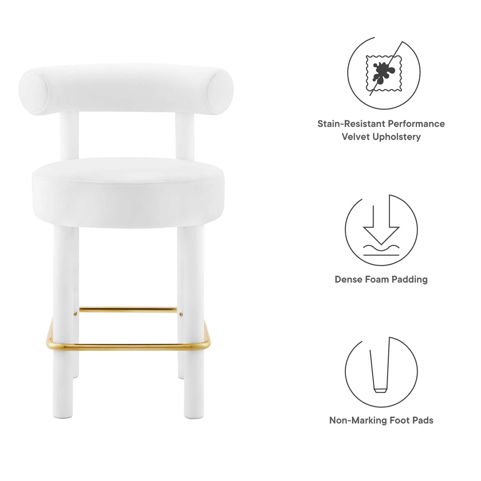 Toulouse Performance Velvet Counter Stool By Modway - EEI-6384 - Image 31