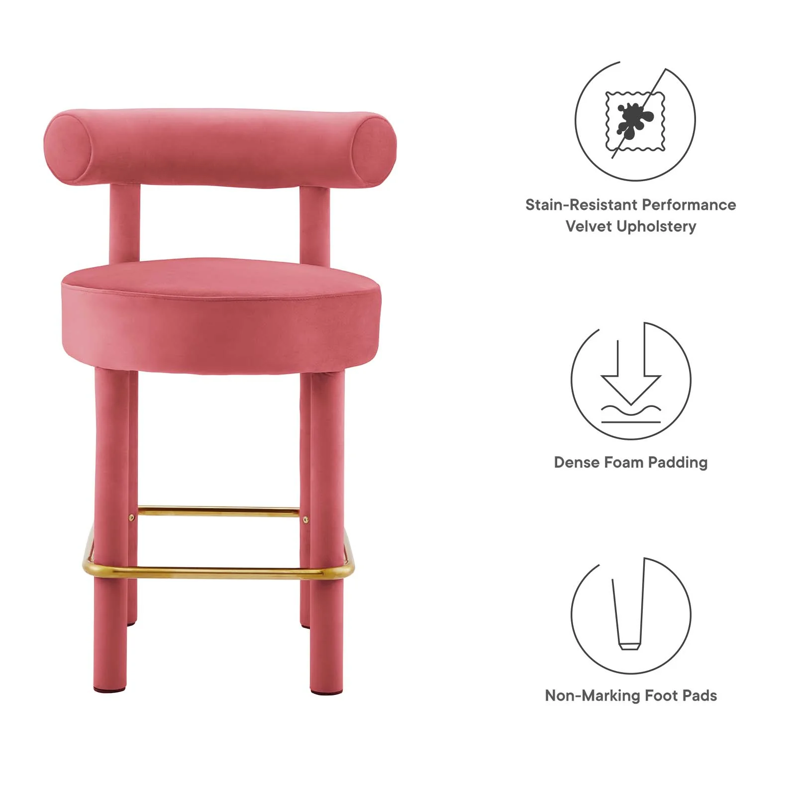 Toulouse Performance Velvet Counter Stool By Modway - EEI-6384 - Image 7