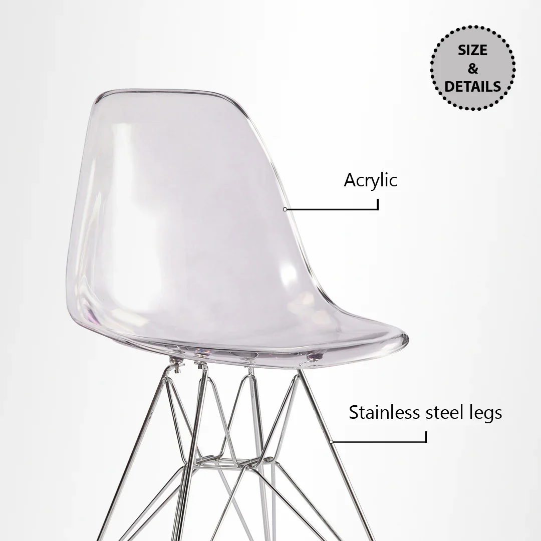 Tower Dining Chair, Clear By World Modern Design - Image 2