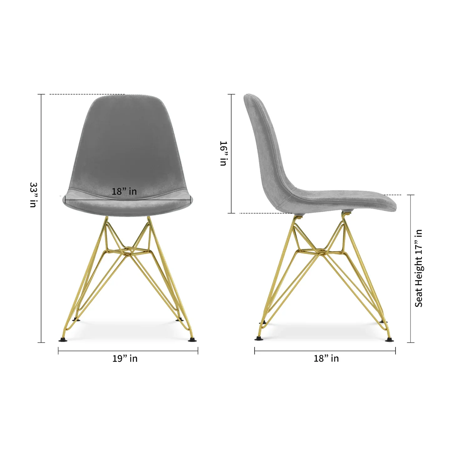 Tower Dining Chair, Gray Velvet By World Modern Design - Image 4