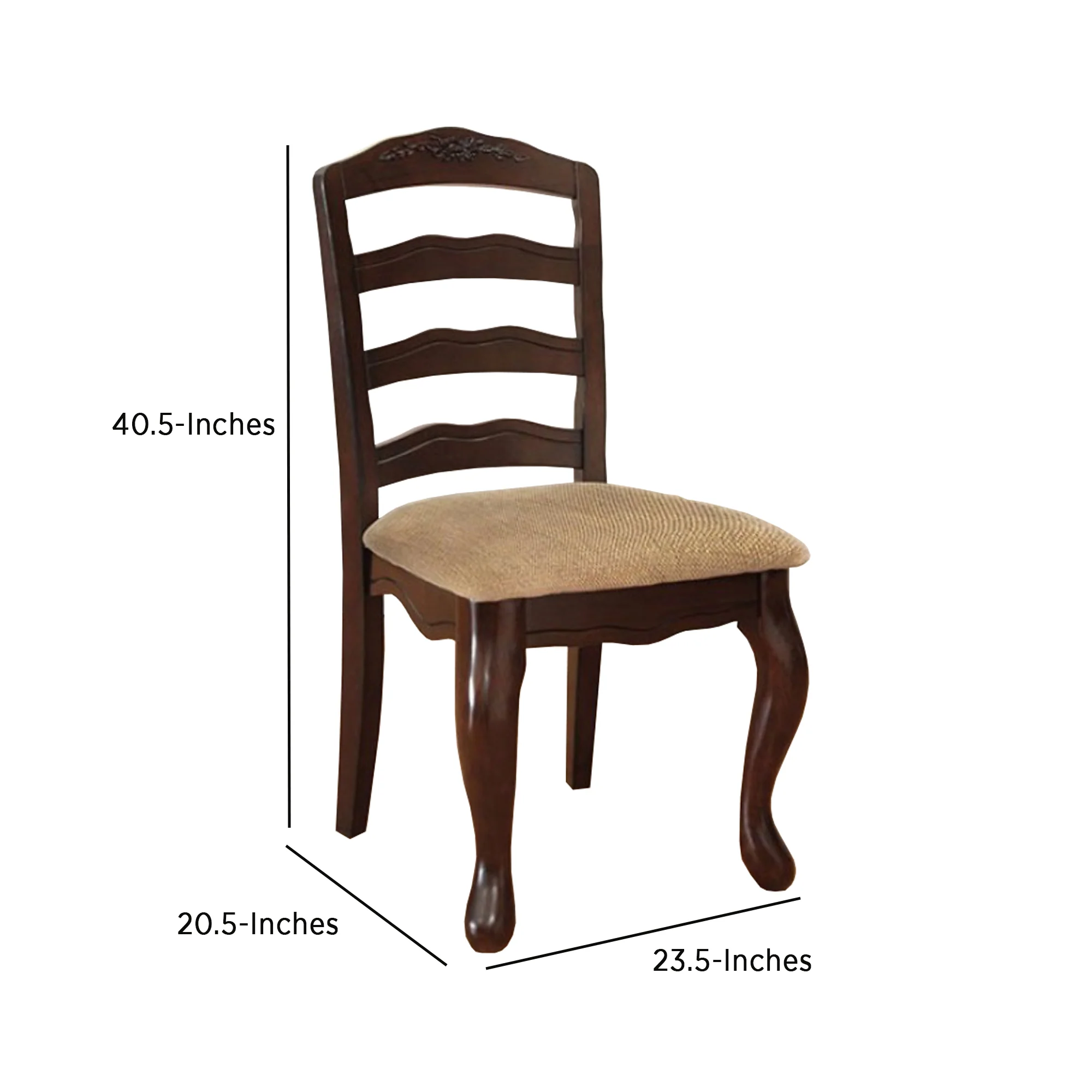 Townsville Cottage Side Chair, Dark Walnut Finish, Set Of 2 By Benzara - Image 3