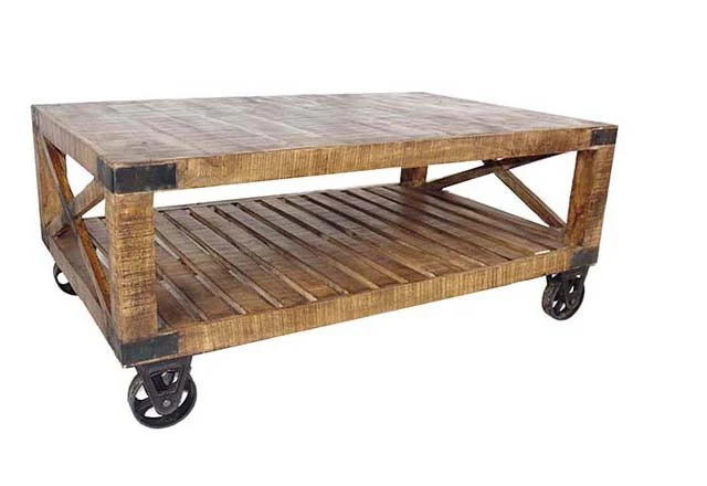 Traditional Cart Style Wooden Coffee Table By Homeroots - Image 2