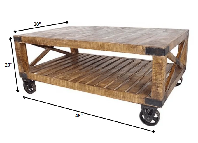 Traditional Cart Style Wooden Coffee Table By Homeroots - Image 4