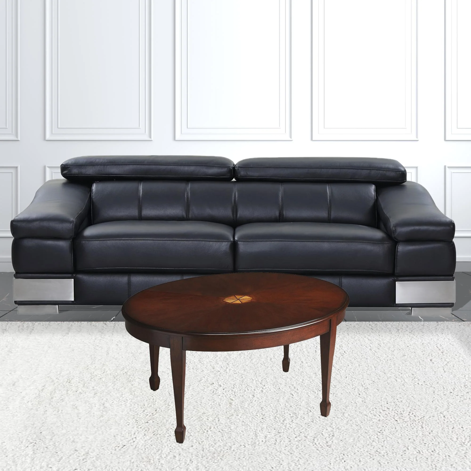 Traditional Cherry Oval Coffee Table By Homeroots - Image 3