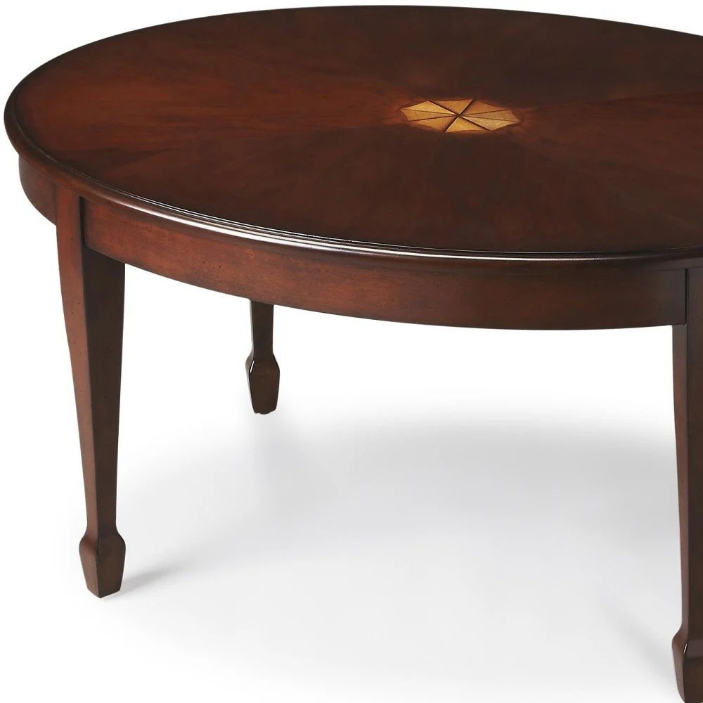 Traditional Cherry Oval Coffee Table By Homeroots - Image 5
