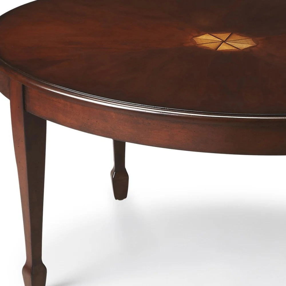 Traditional Cherry Oval Coffee Table By Homeroots - Image 6