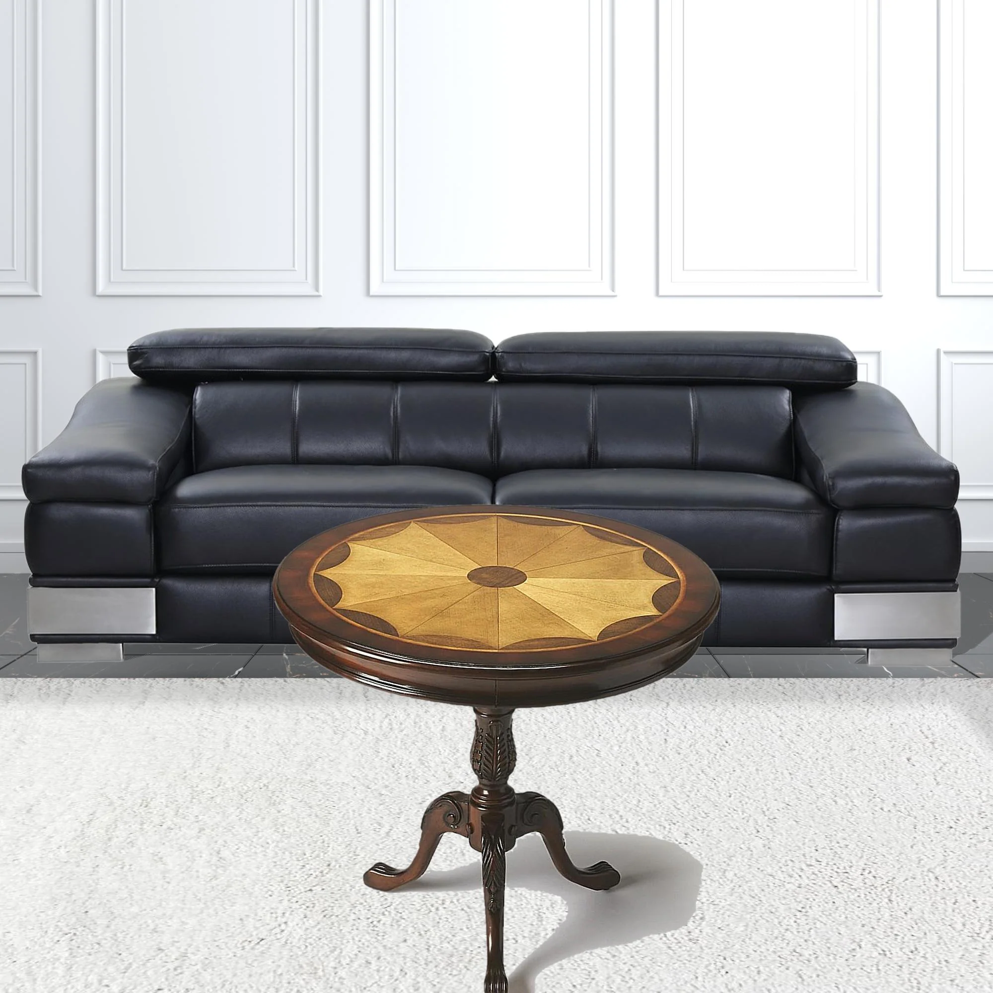 Traditional Cherry Round Pedestal Table By Homeroots - Image 2
