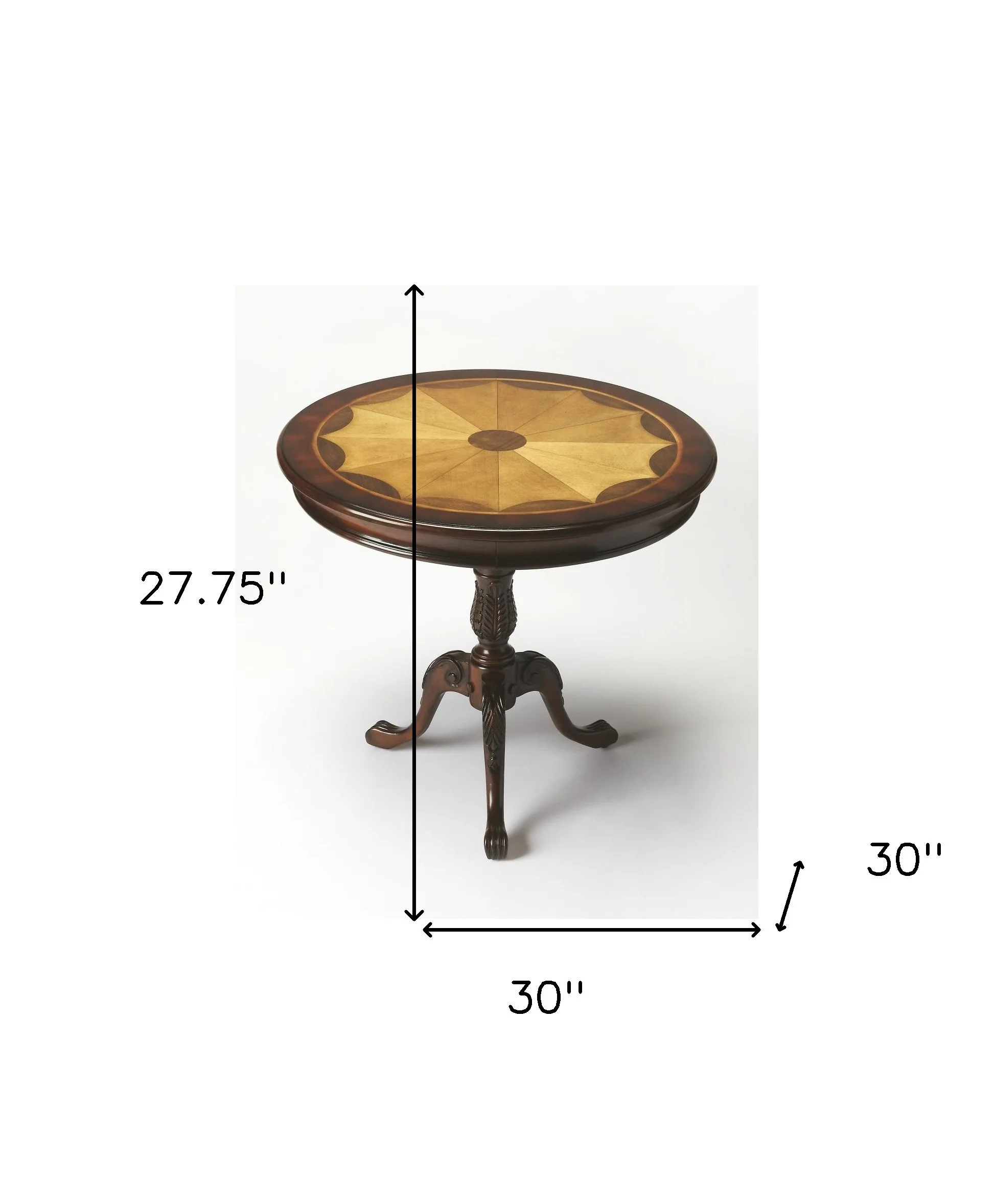 Traditional Cherry Round Pedestal Table By Homeroots - Image 4