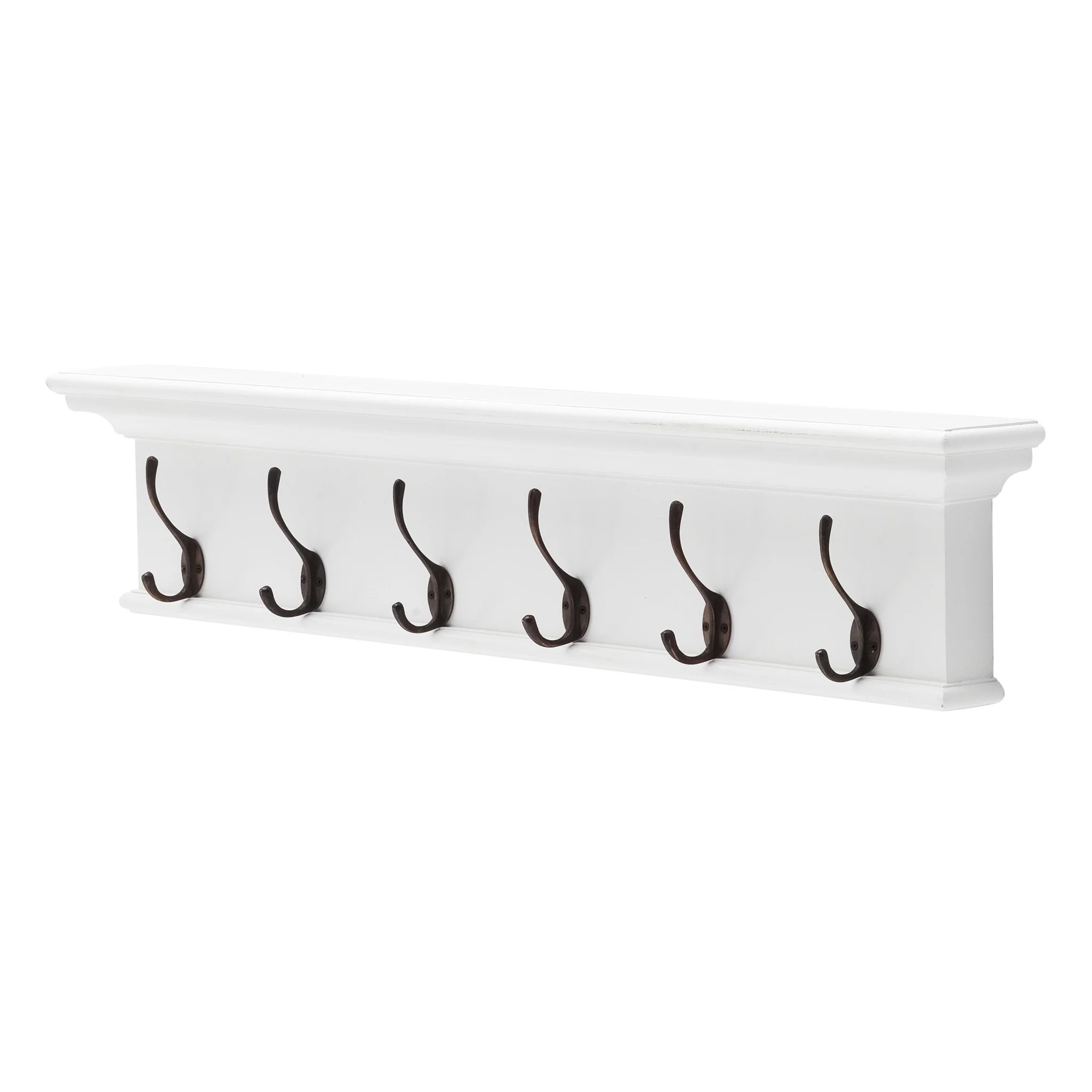 Traditional Classic White Wood Six Hook Hanging Coat Rack By Homeroots - Image 2
