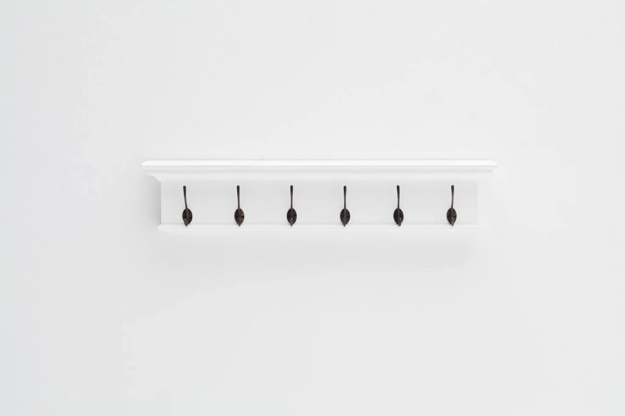 Traditional Classic White Wood Six Hook Hanging Coat Rack By Homeroots - Image 6