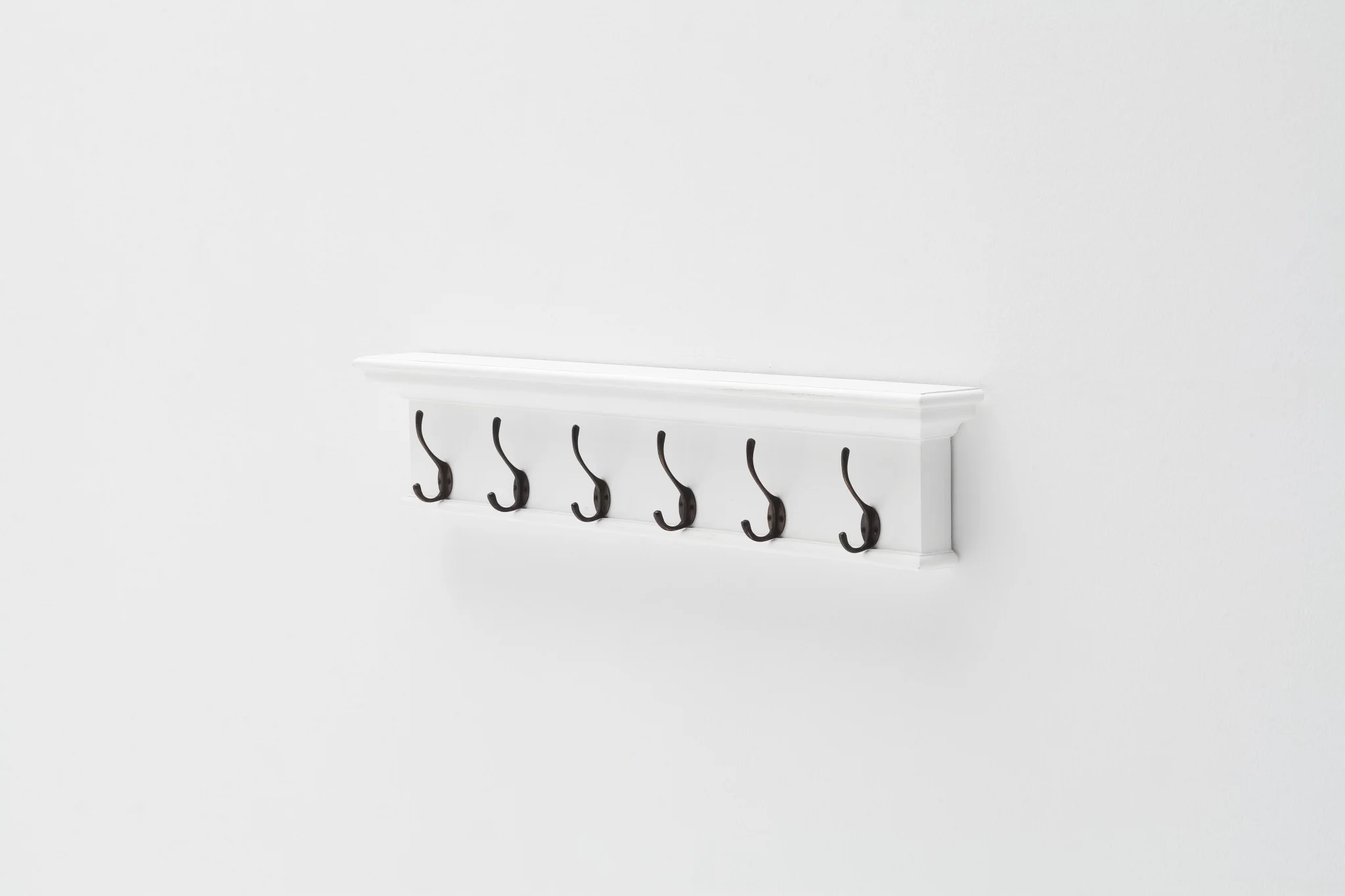 Traditional Classic White Wood Six Hook Hanging Coat Rack By Homeroots - Image 7