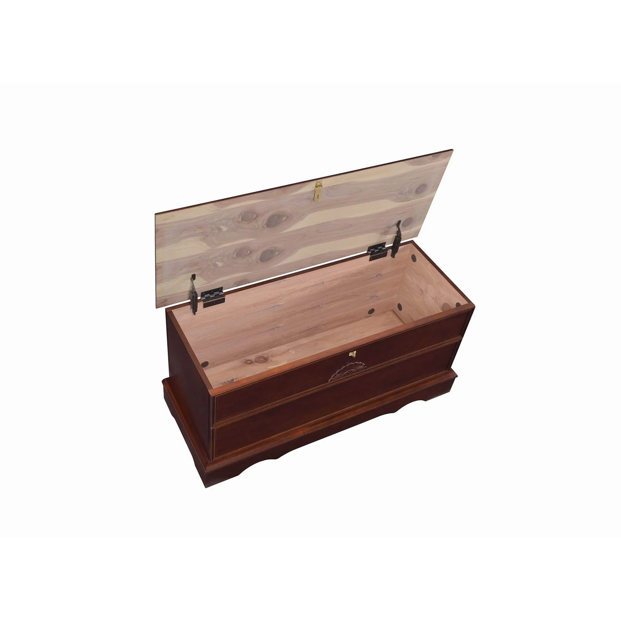 Traditional Style Lift Top Wooden Chest with Locking Lid, Dark Brown By Benzara - Image 2