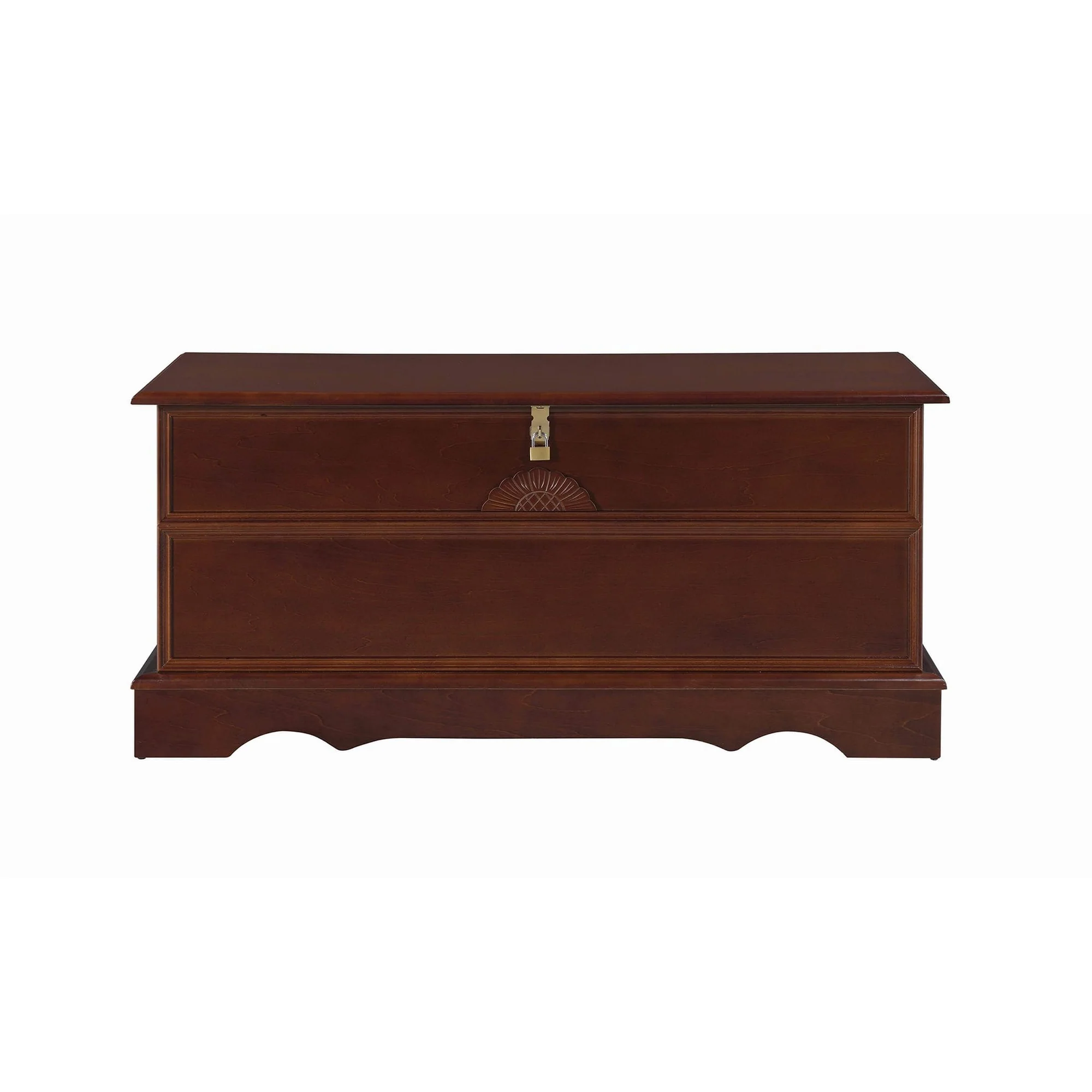 Traditional Style Lift Top Wooden Chest with Locking Lid, Dark Brown By Benzara - Image 4