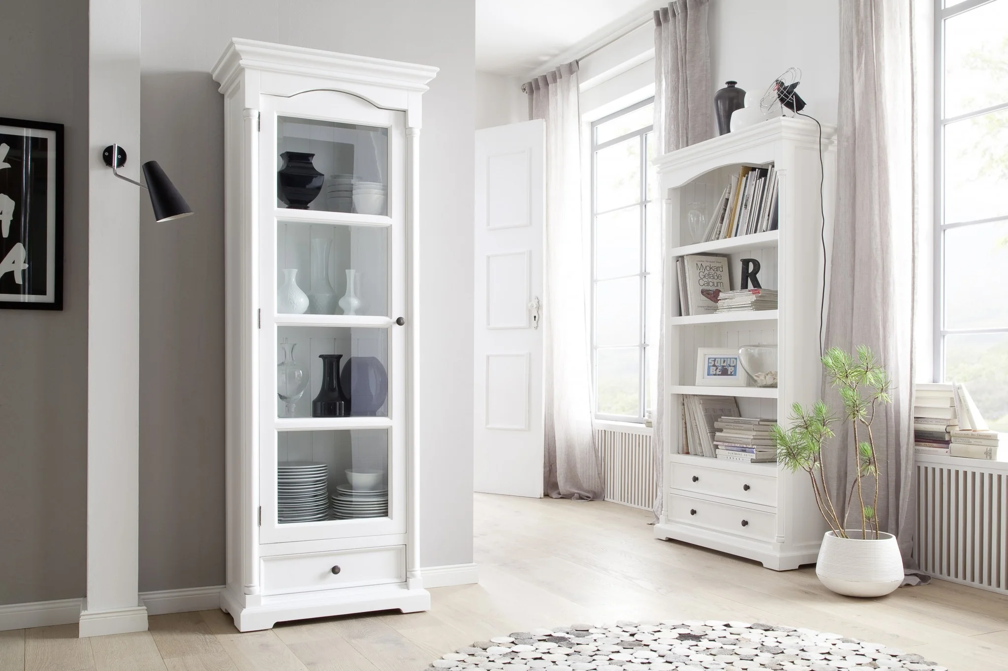 Traditional White And Glass Door Storage Cabinet By Homeroots - Image 6