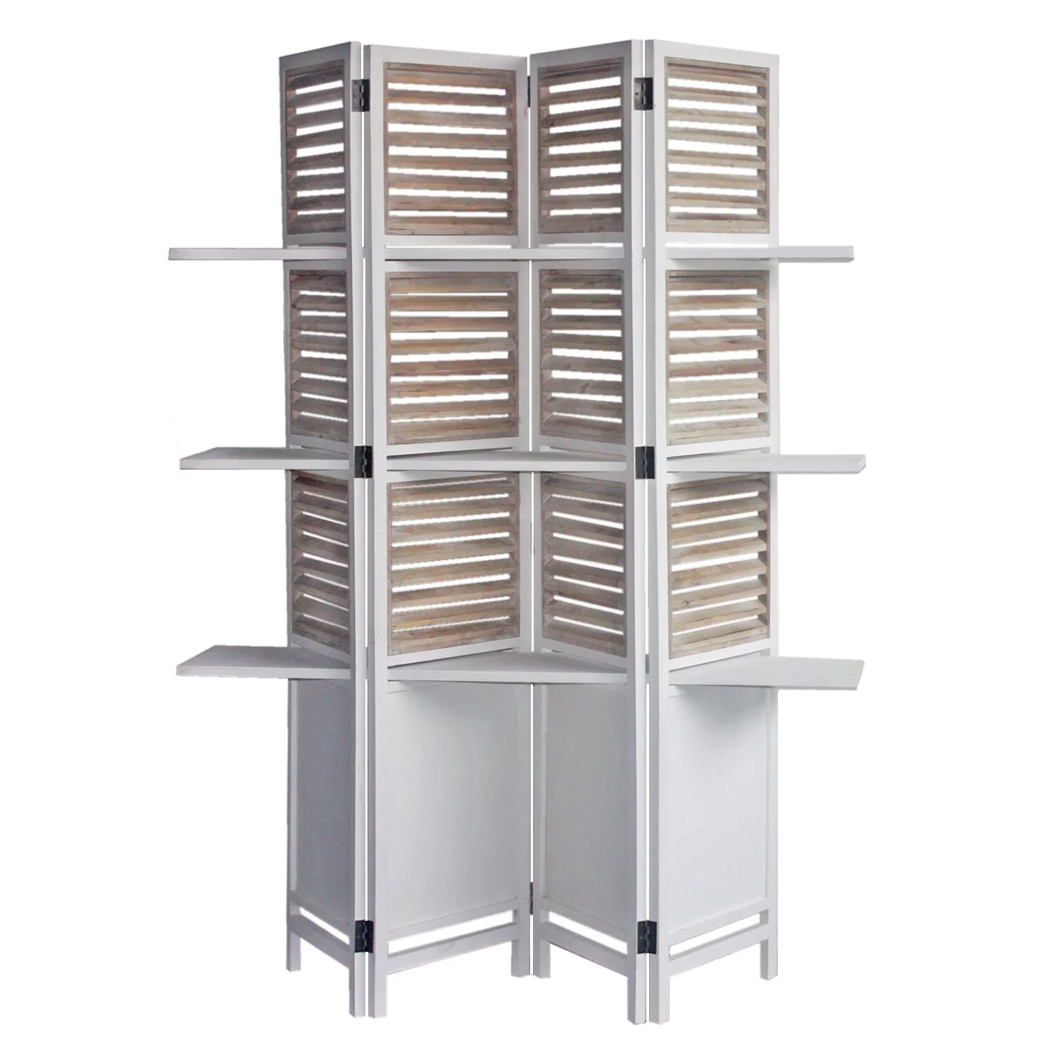 Traditional White Wood Shutter Screen By Homeroots - Image 2