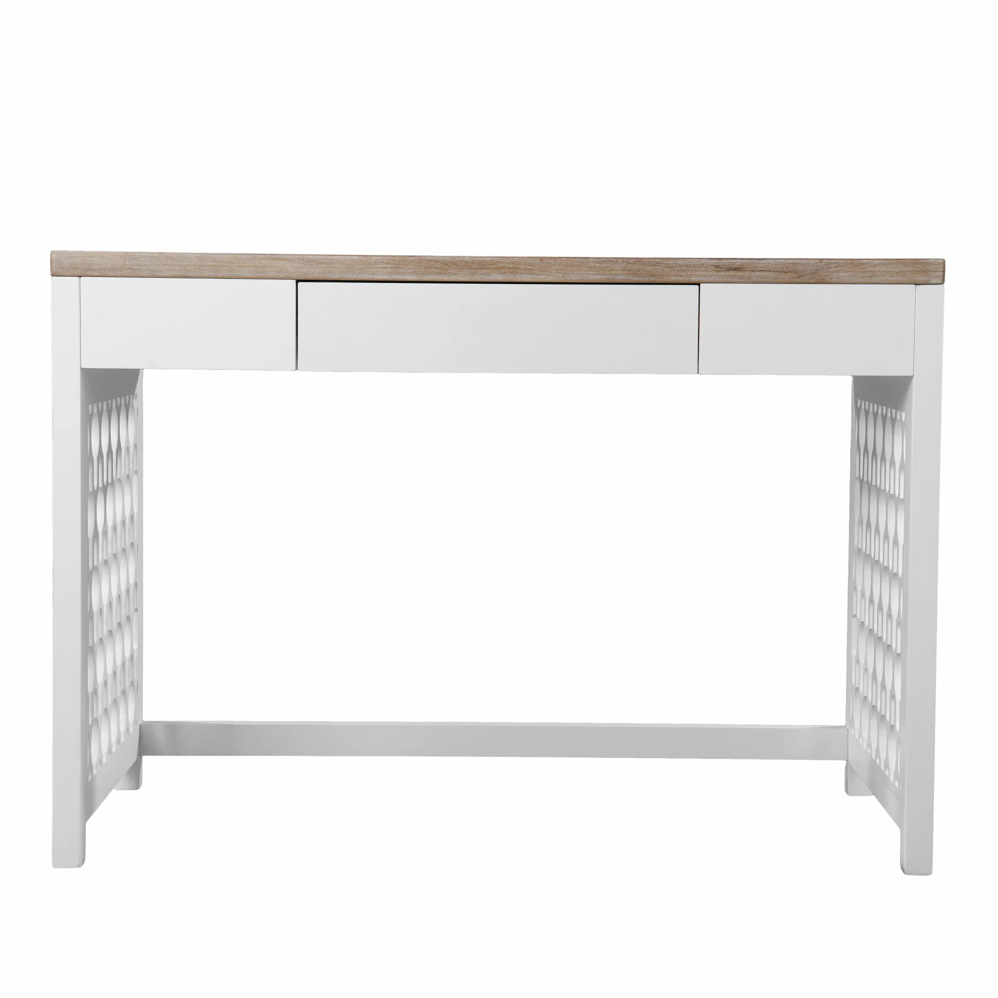 Transistional Creamy White Writing Desk By Homeroots - Image 4