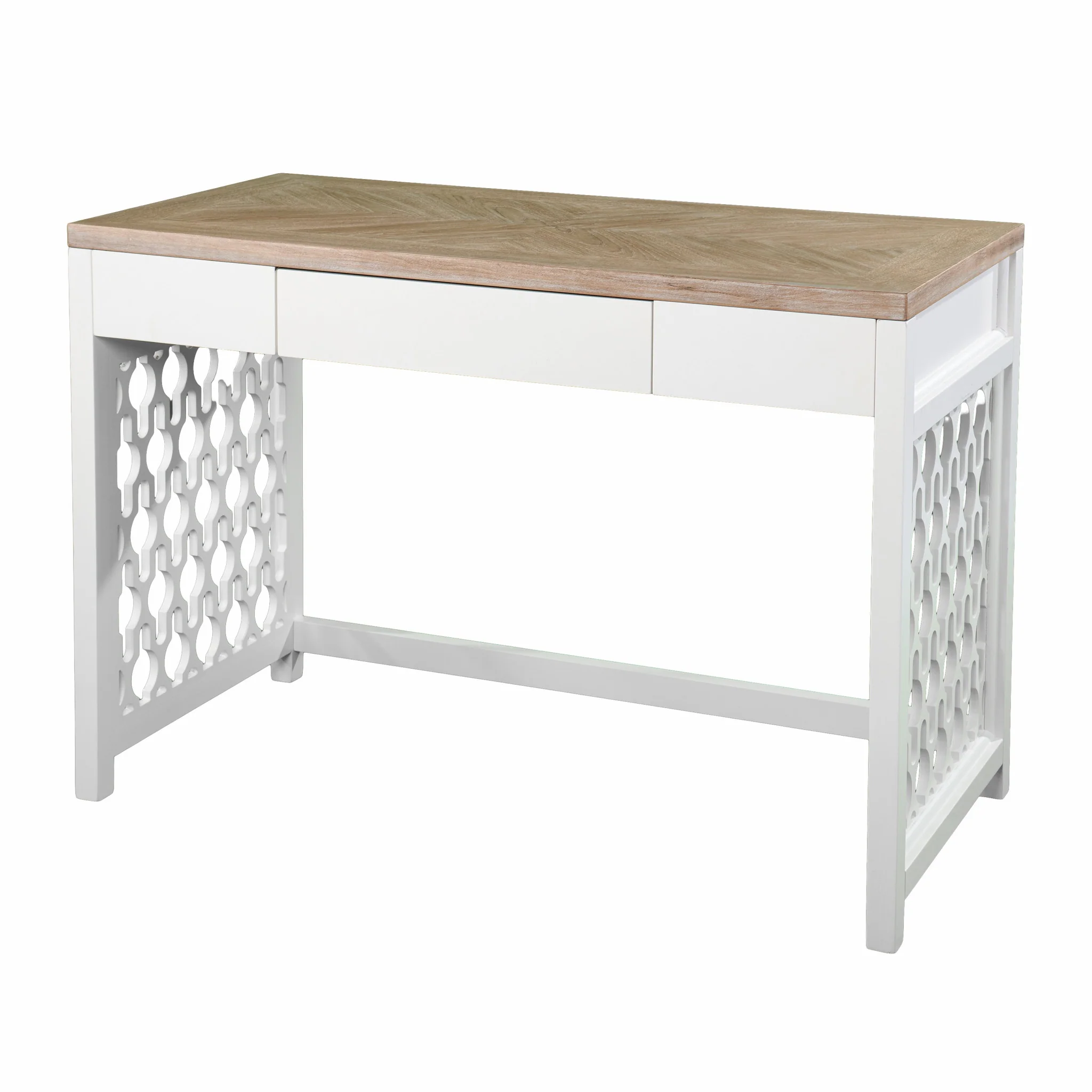 Transistional Creamy White Writing Desk By Homeroots - Image 5