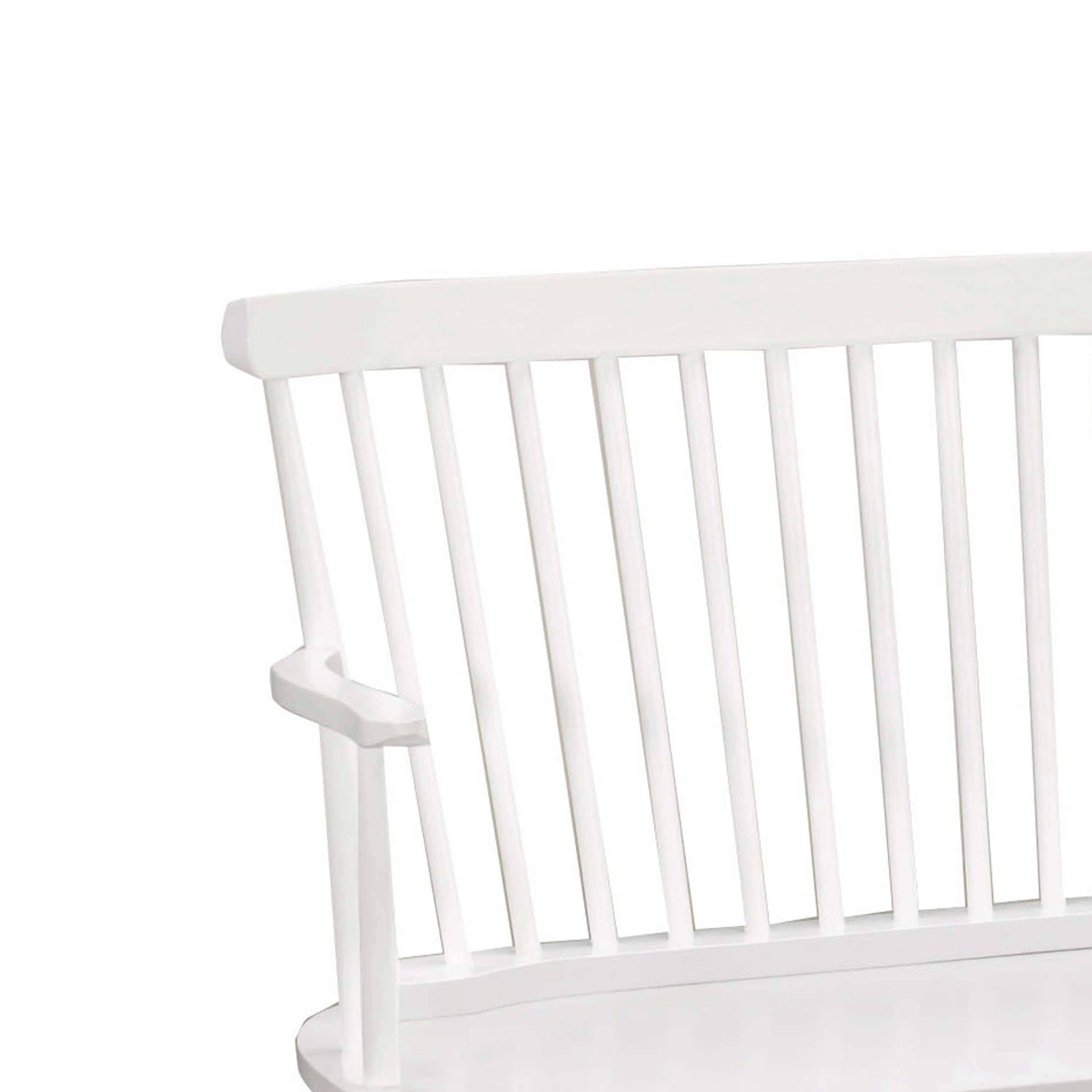 Transitional Curved Design Spindle Back Bench with Splayed Legs,White By Benzara - Image 2