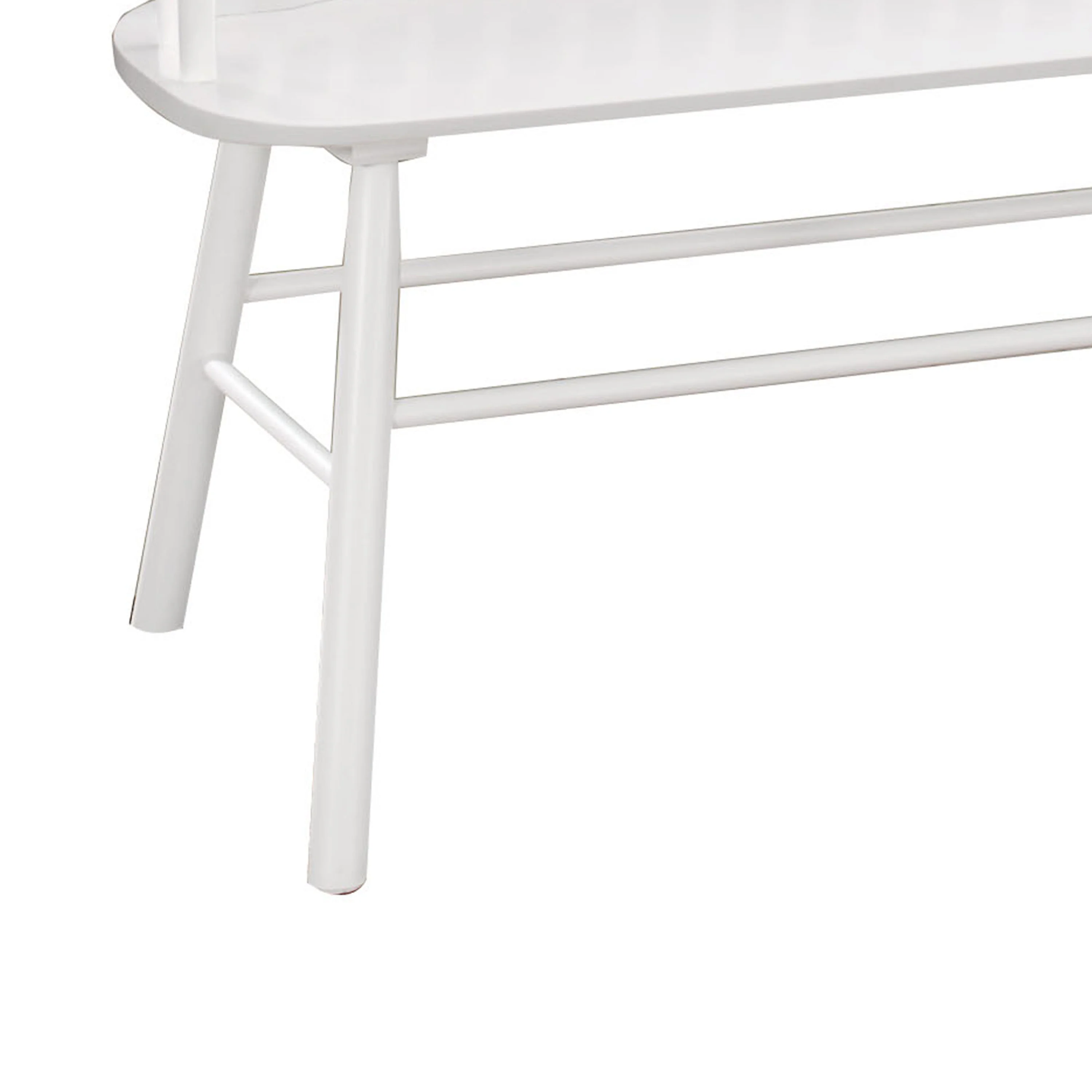Transitional Curved Design Spindle Back Bench with Splayed Legs,White By Benzara - Image 3