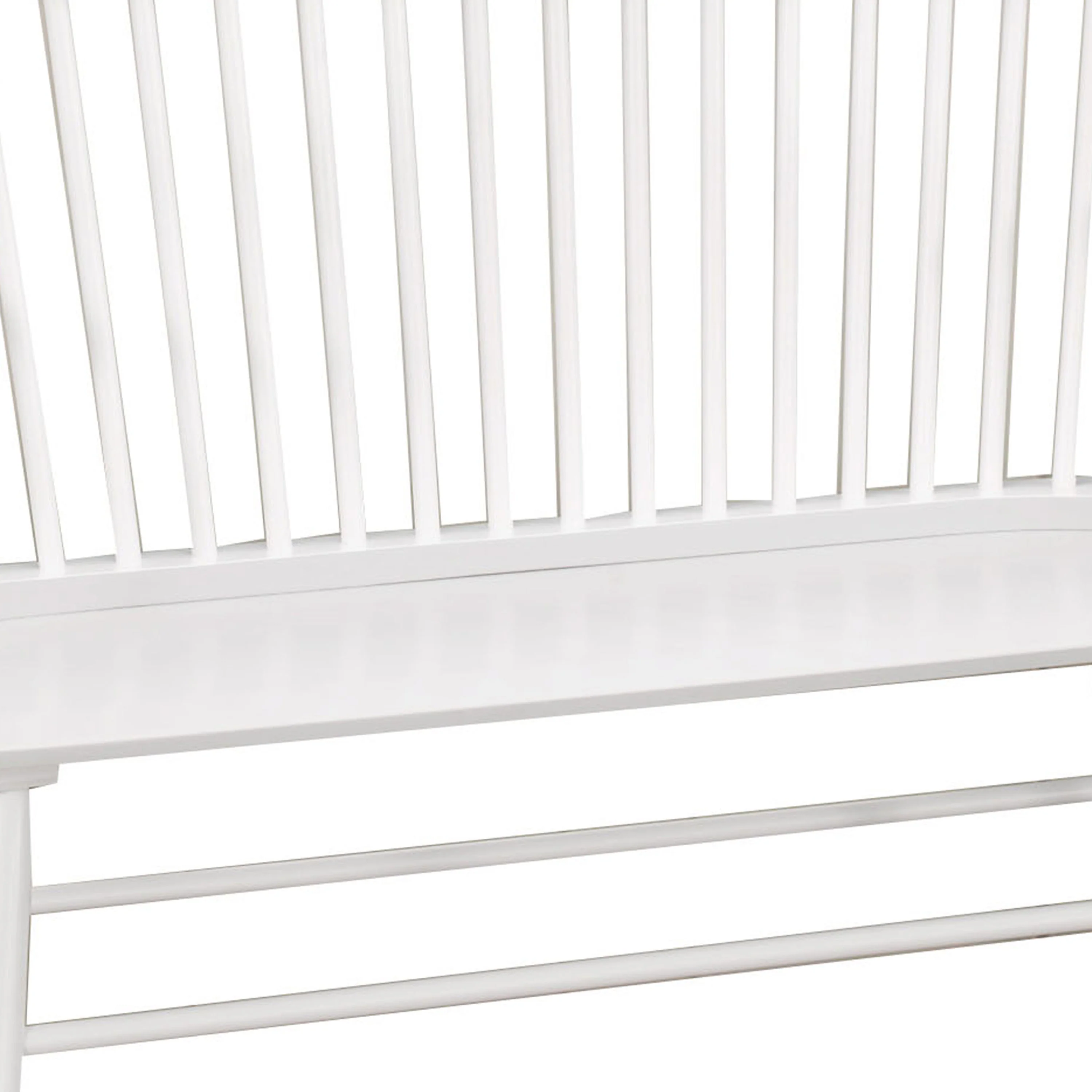 Transitional Curved Design Spindle Back Bench with Splayed Legs,White By Benzara - Image 4