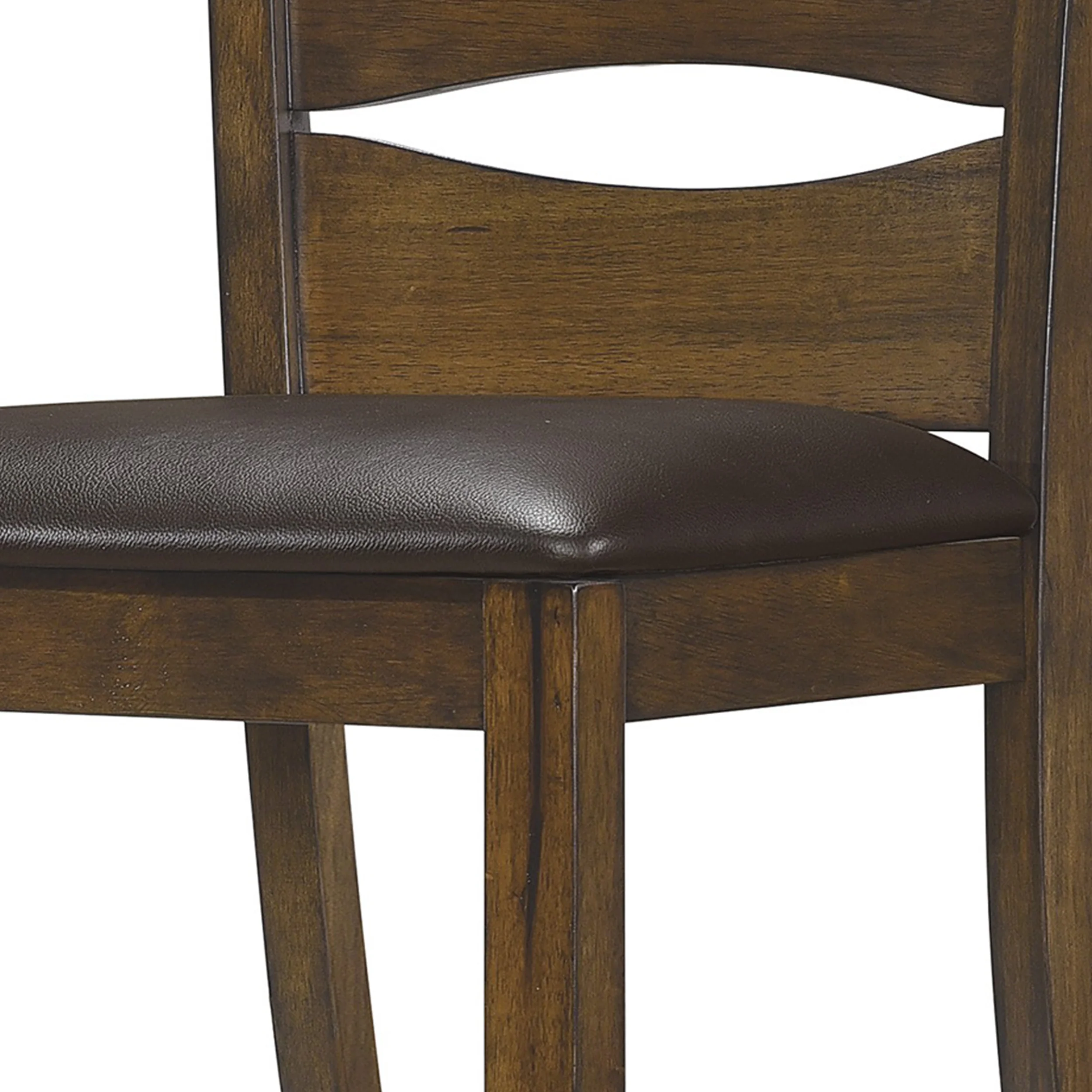 Transitional Ladder Back Side Chair With Leatherette Seat, Set Of 2, Brown By Benzara - Image 4