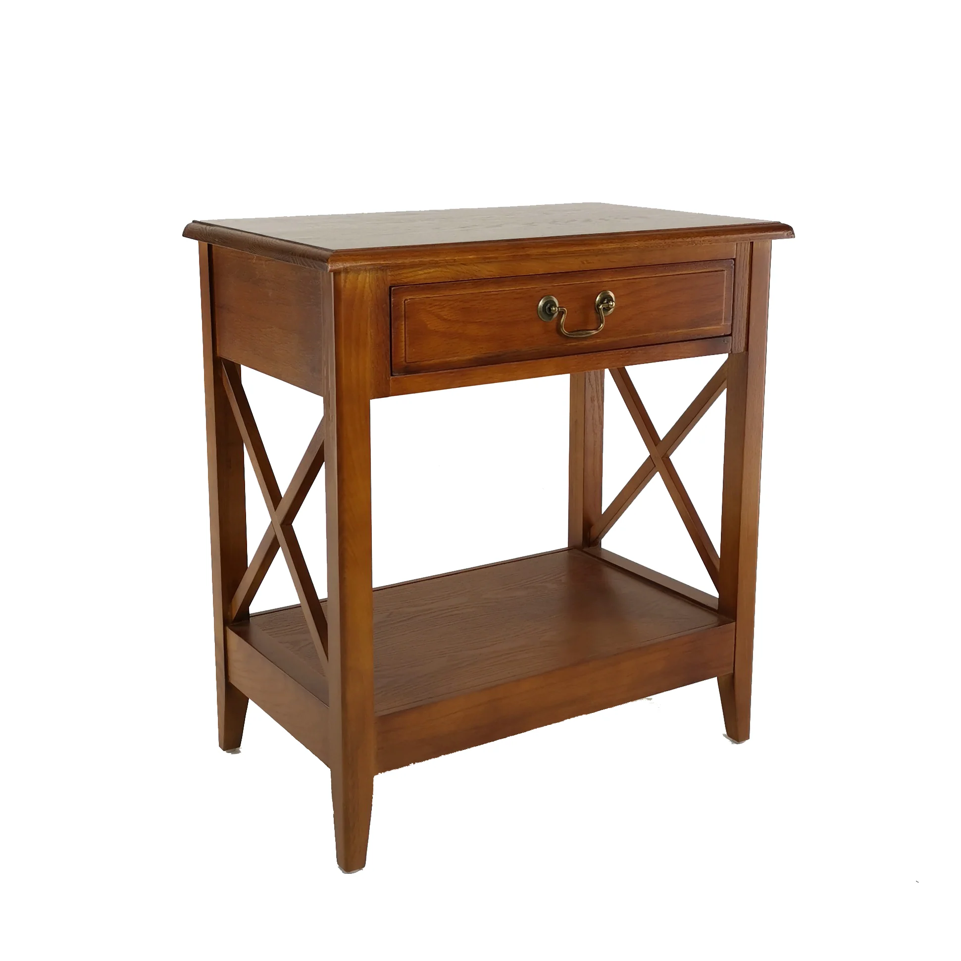 Transitional Style Nightstand With 1 Drawer And X Shape Sides, Brown By Benzara - Image 2