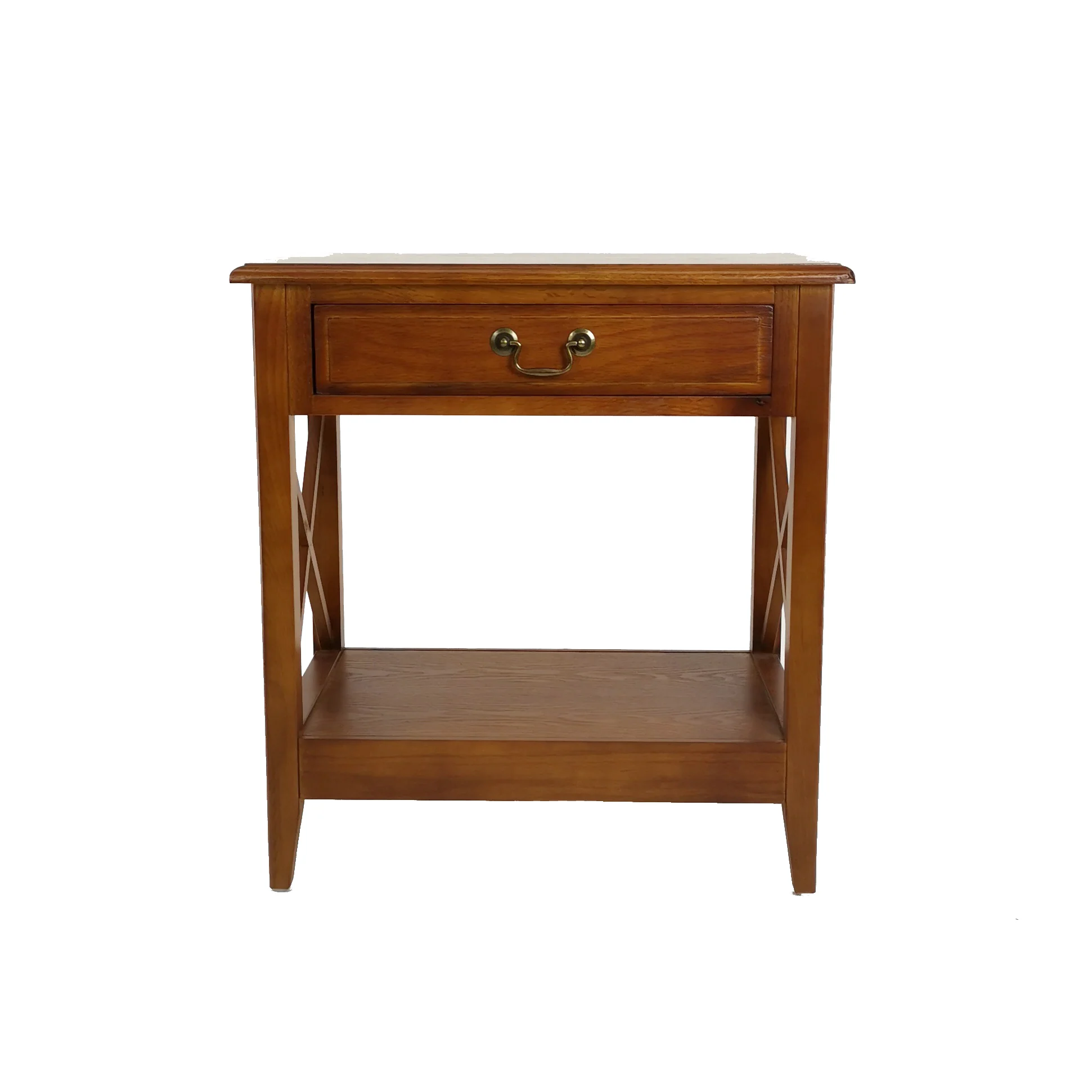 Transitional Style Nightstand With 1 Drawer And X Shape Sides, Brown By Benzara - Image 3