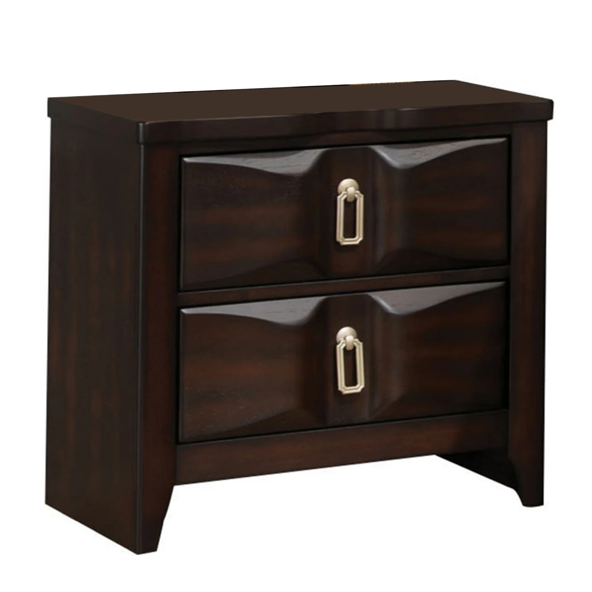 Transitional Style Wood Nightstand with 2 Drawers, Espresso Brown By Benzara - Image 2