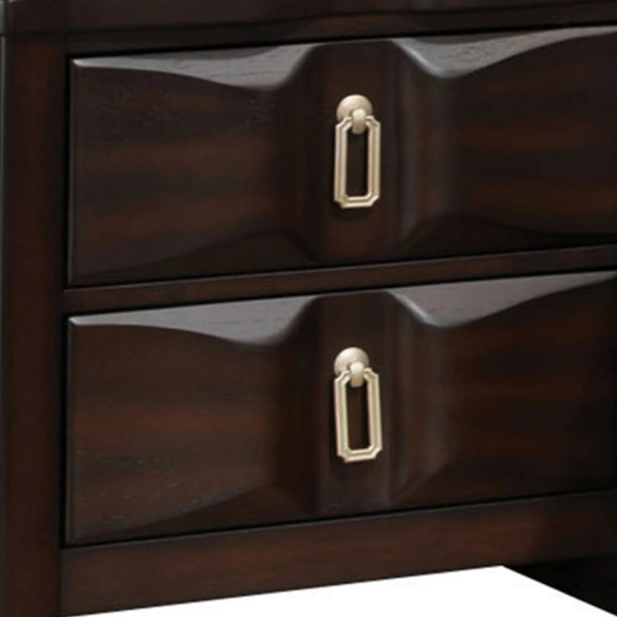 Transitional Style Wood Nightstand with 2 Drawers, Espresso Brown By Benzara - Image 4