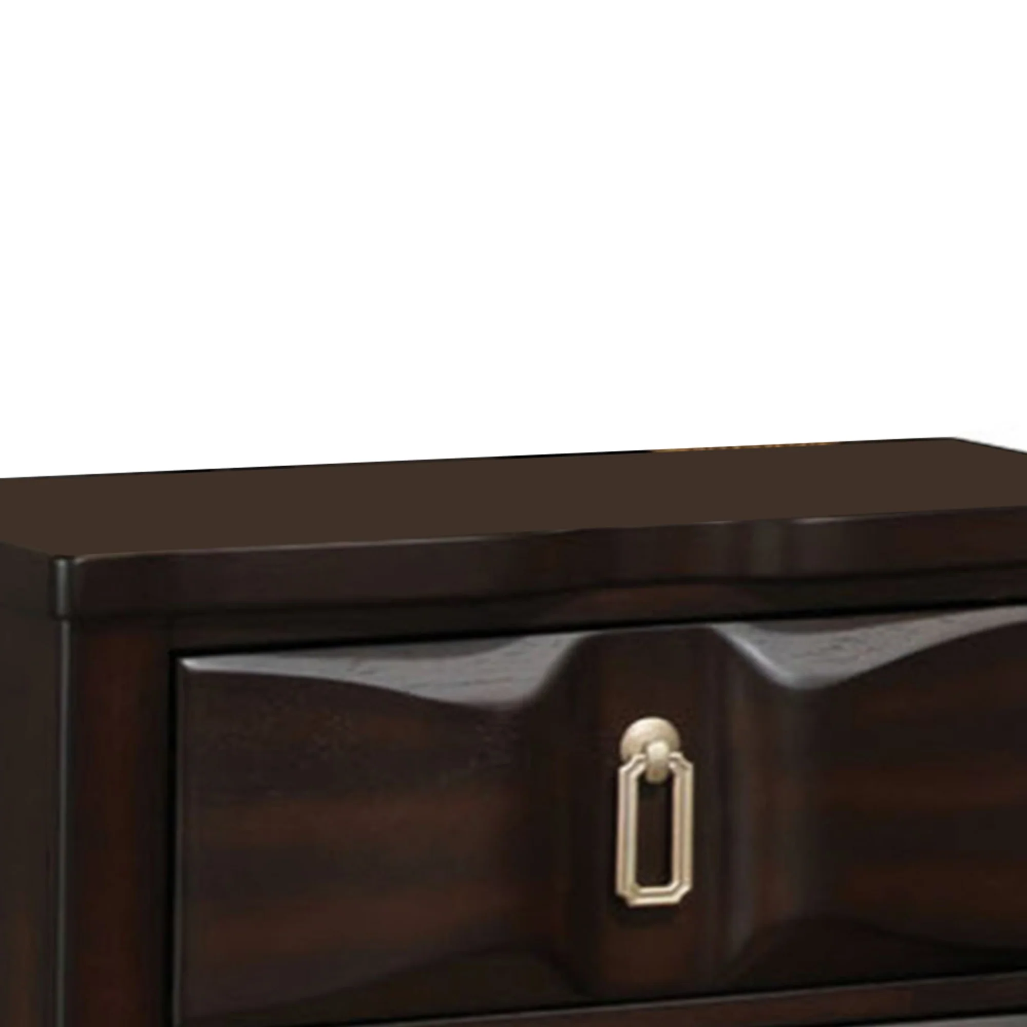 Transitional Style Wood Nightstand with 2 Drawers, Espresso Brown By Benzara - Image 5
