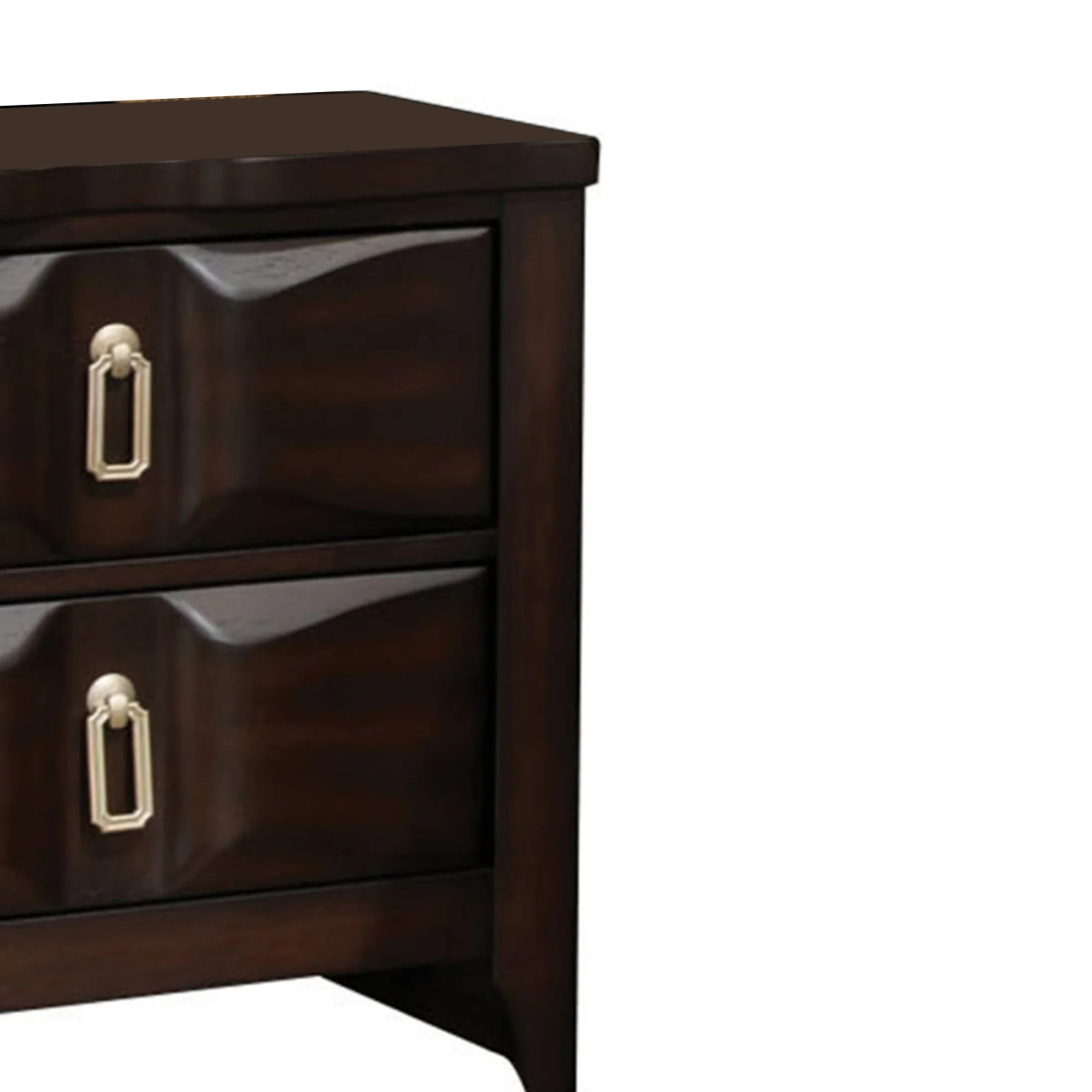 Transitional Style Wood Nightstand with 2 Drawers, Espresso Brown By Benzara - Image 6