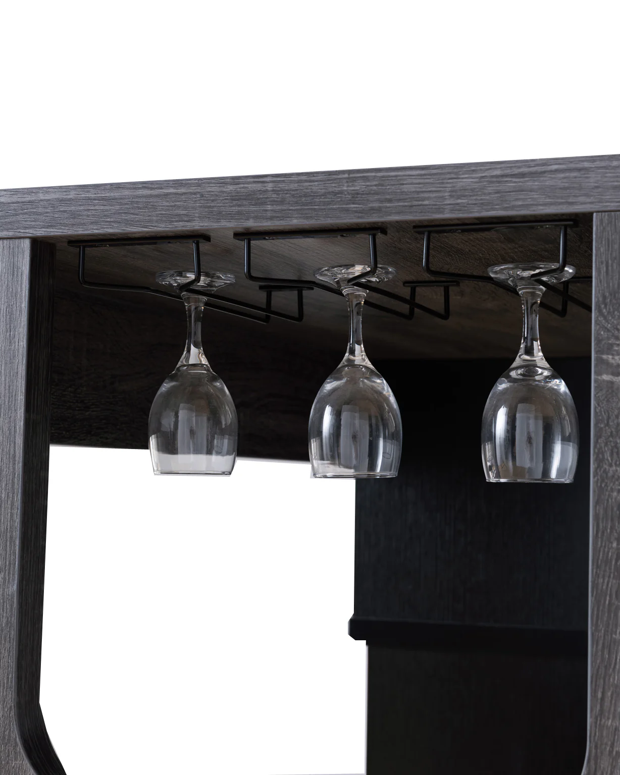 Transitional Style Wooden Bar Table With 3 Tier Side Shelves, Gray By Benzara - Image 3
