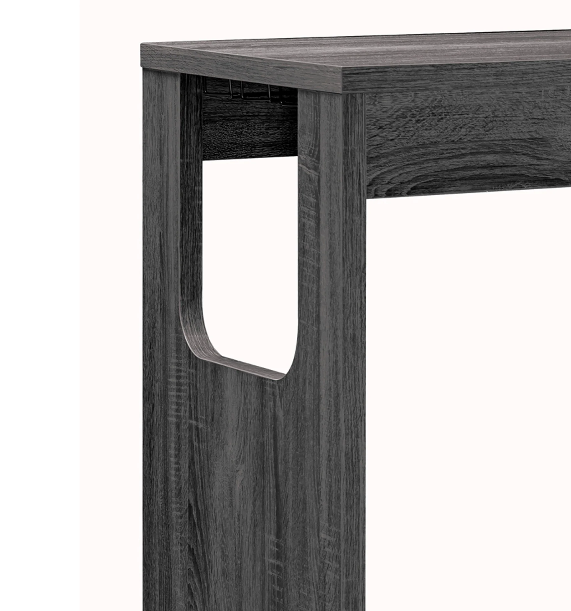 Transitional Style Wooden Bar Table With 3 Tier Side Shelves, Gray By Benzara - Image 4