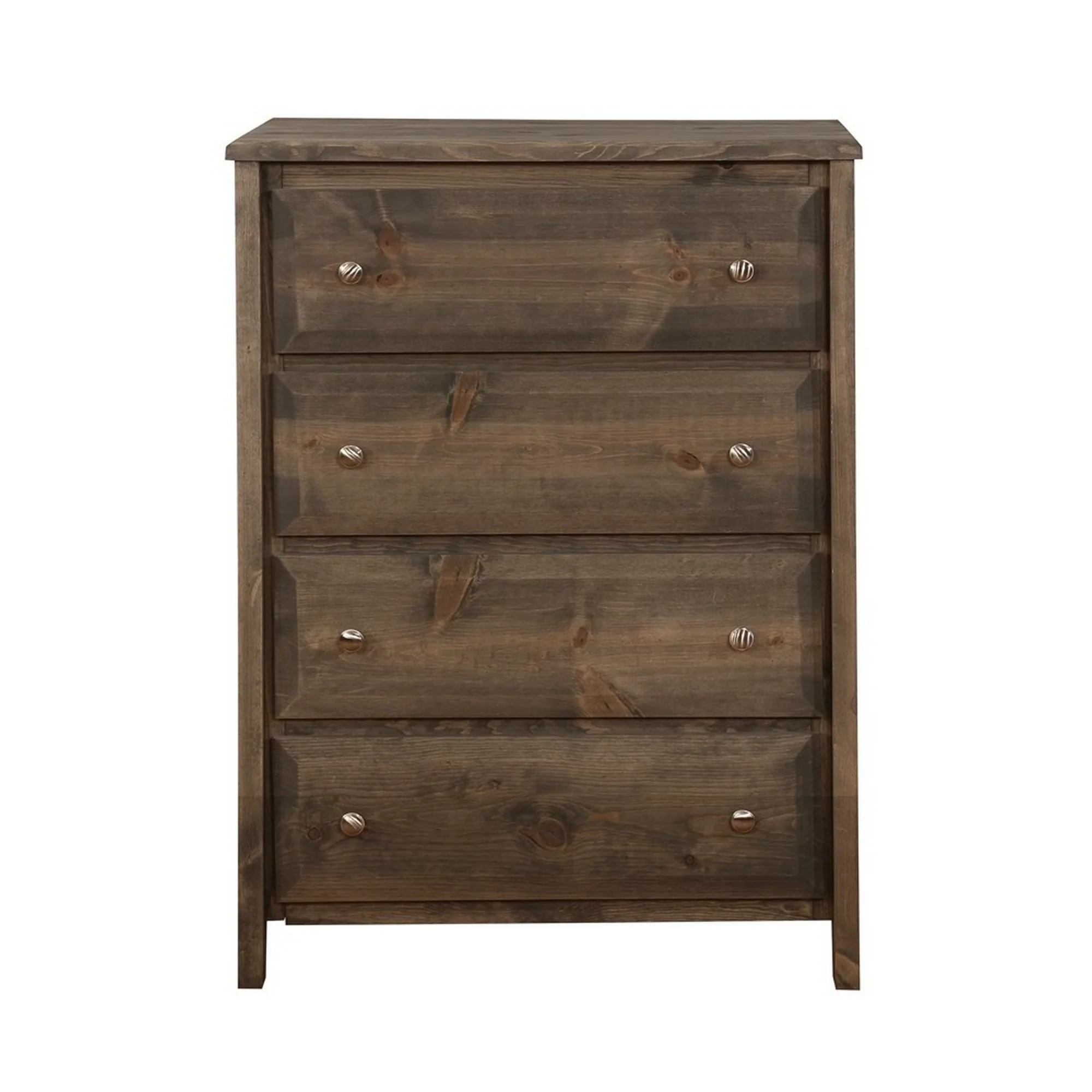 Transitional Style Wooden Chest With 4 Drawer Setup And Tapered Legs, Brown By Benzara - Image 2