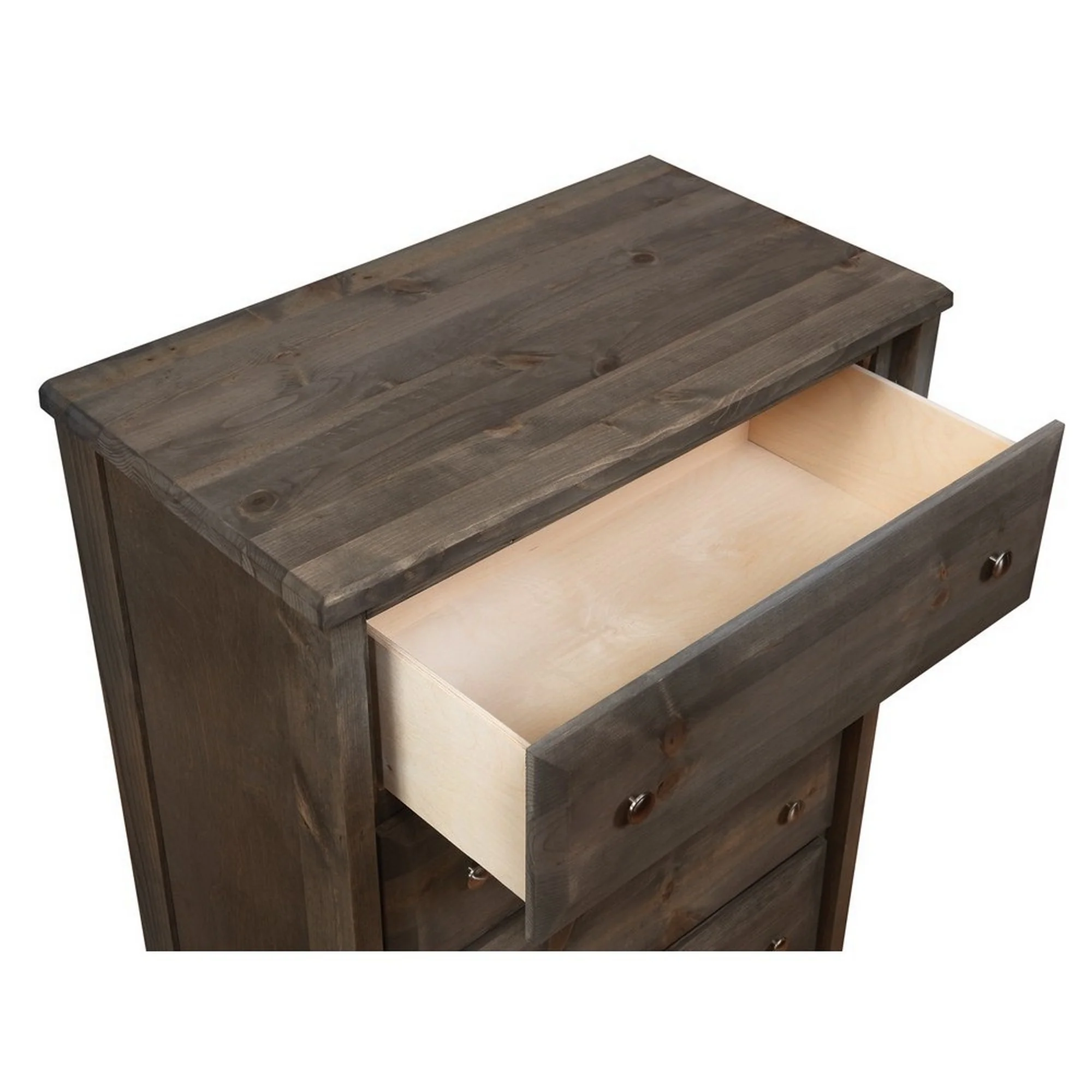 Transitional Style Wooden Chest With 4 Drawer Setup And Tapered Legs, Brown By Benzara - Image 3